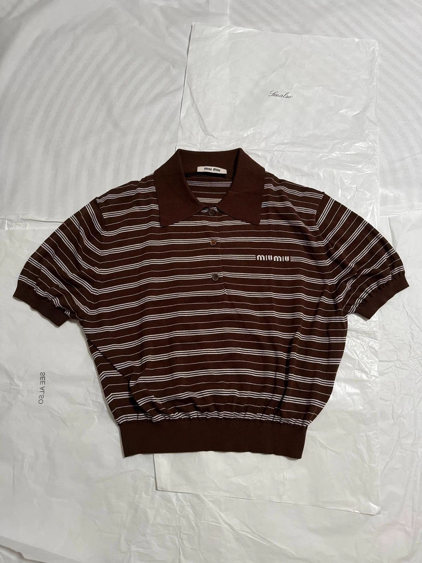 Miu Miu MiuMiu 24ss Runway Silk Polo Short Sleeve K6 Size XS / US 0-2 / IT 36-38 - 1 Thumbnail