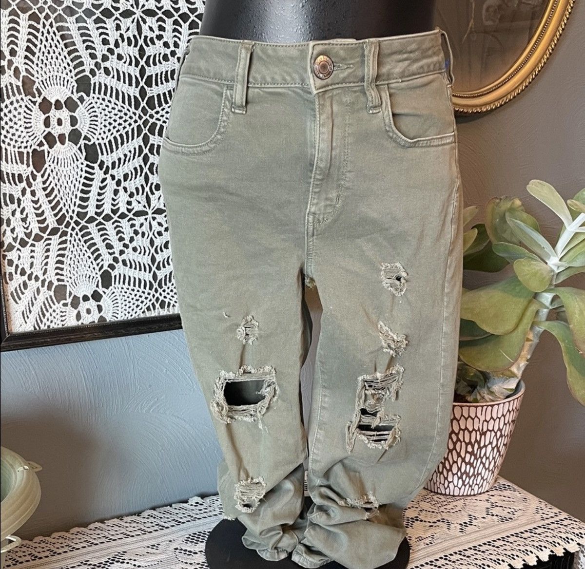 American Eagle Outfitters American eagle olive skinny jeans Size 27" / US 4 / IT 40 - 2 Thumbnail