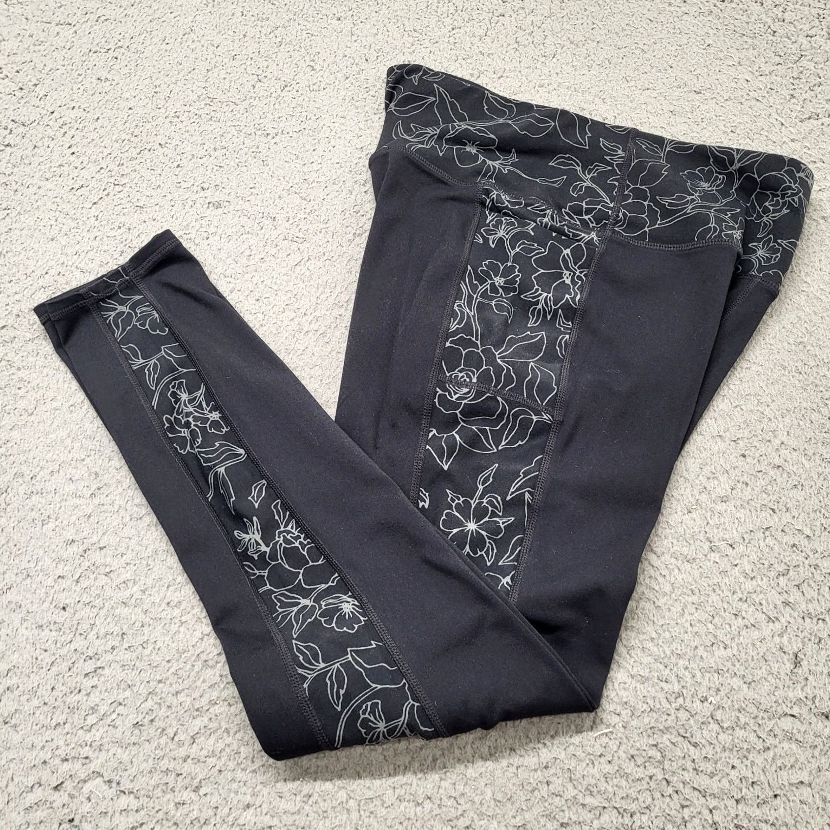 SKECHERS Skechers Leggings Women's Medium Black Yoga Skinny Active Wear Outdoor Pockets Geometric Pattern Adjustable Inseam See Pic's Size 32" / US 10 / IT 46 - 3 Thumbnail