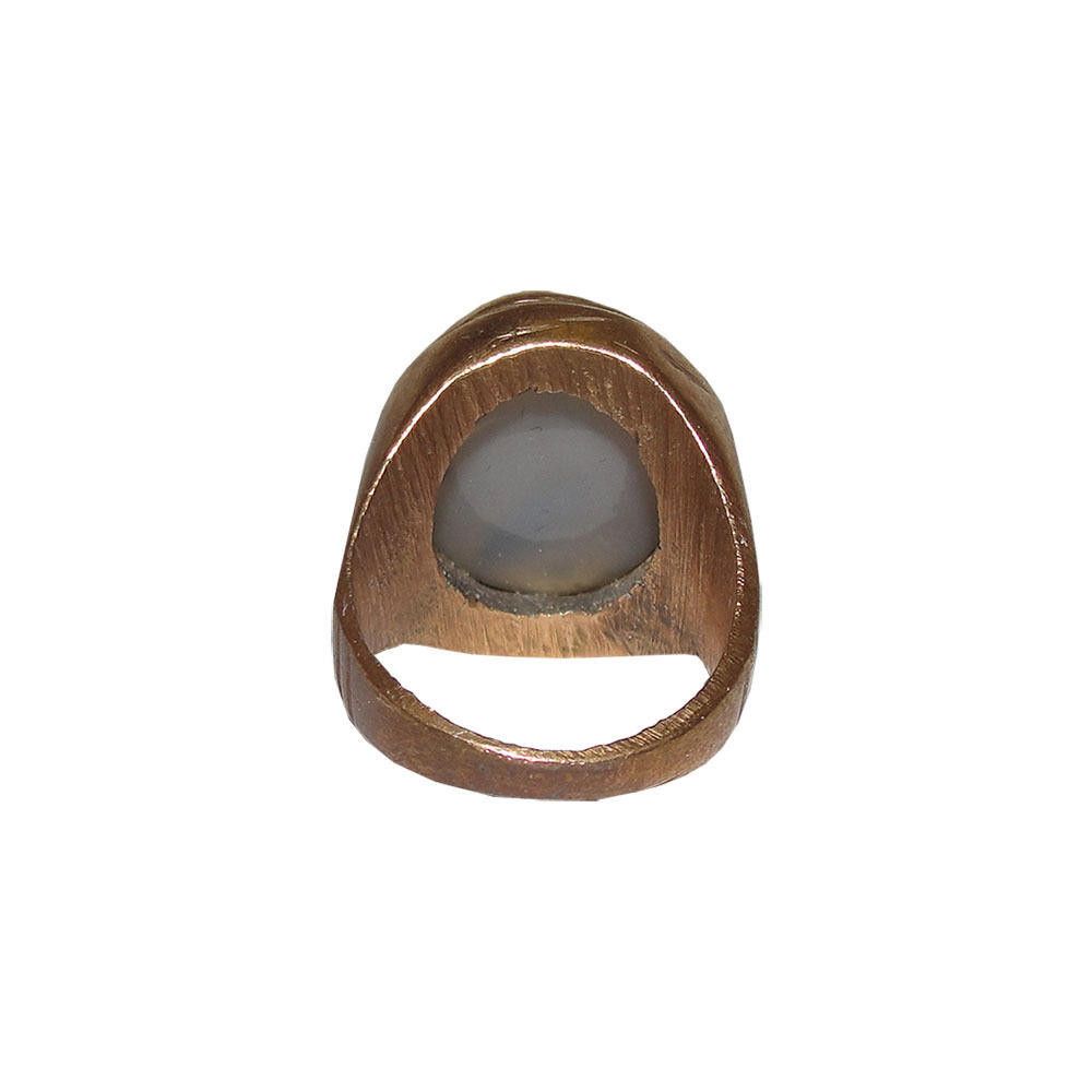 Handmade Mens Hand Made Brass Copper and Agate Stone Ring Size ONE SIZE - 5 Thumbnail