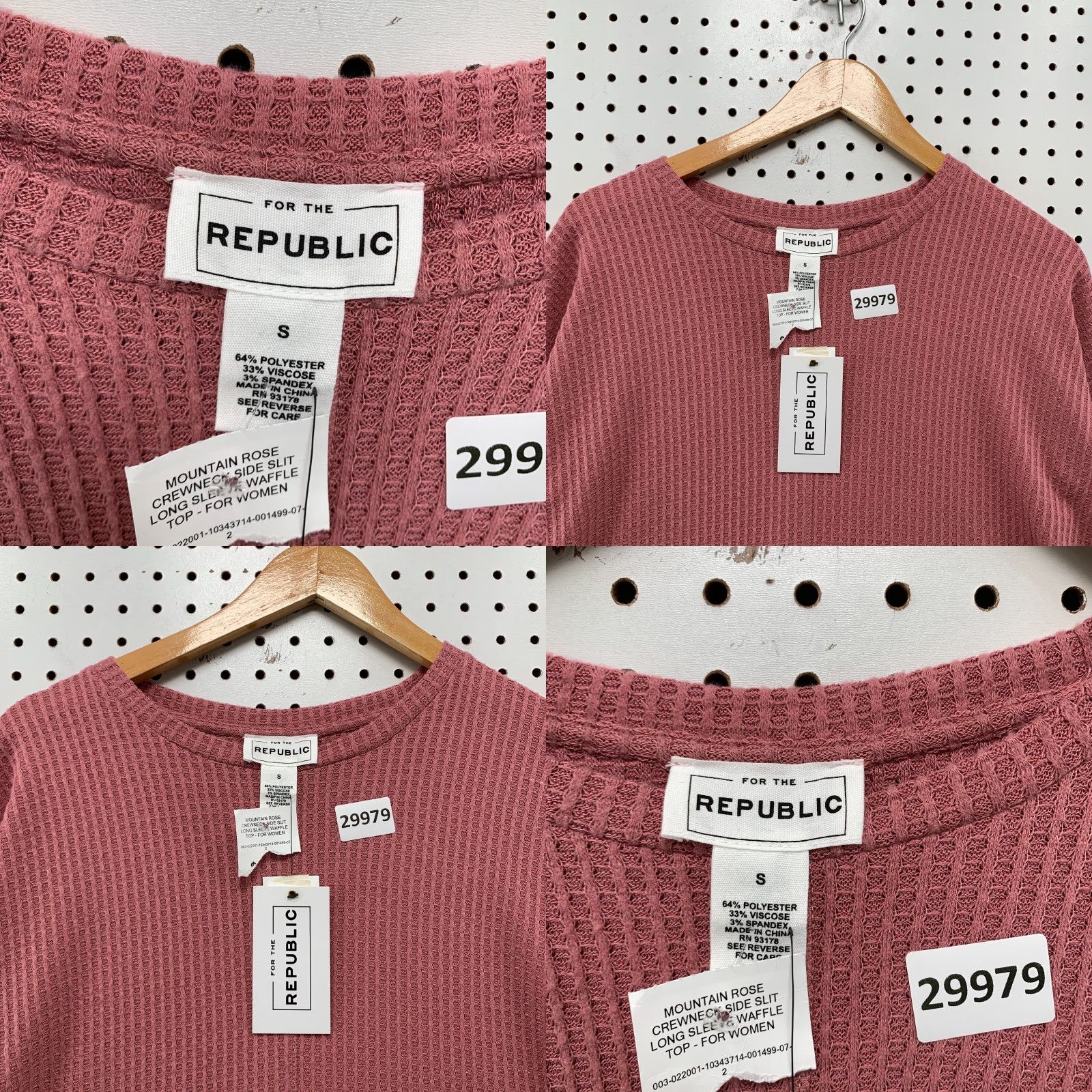Vintage NEW For The Republic Red Waffle Knit Long Sleeve Shirt Womens Small Basic Size S / US 4 / IT 40 - 8 Thumbnail
