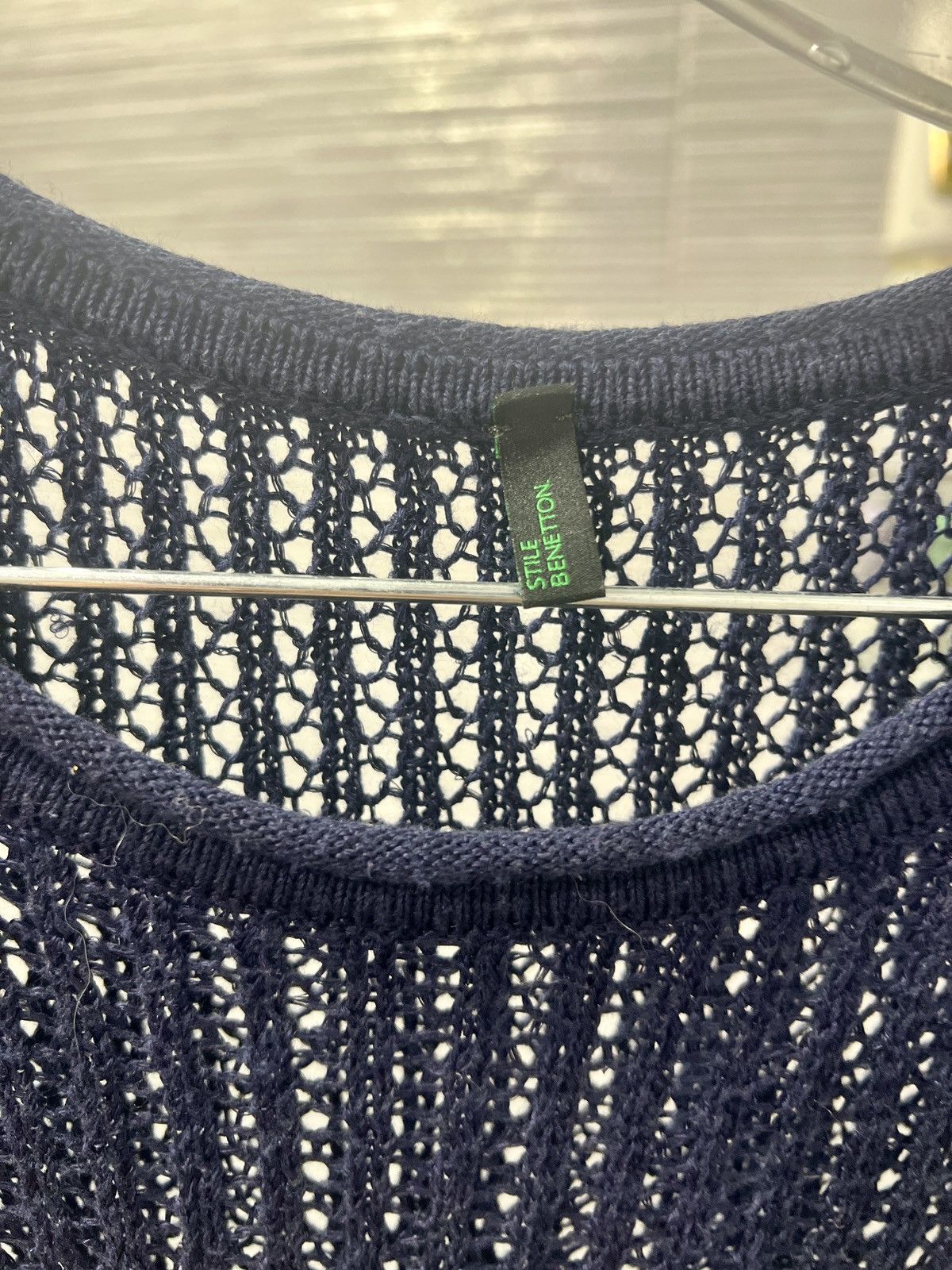 United Colors Of Benetton United Colors of Benetton Navy Blue Open-Knit Sweater Size S / US 4 / IT 40 - 5 Thumbnail
