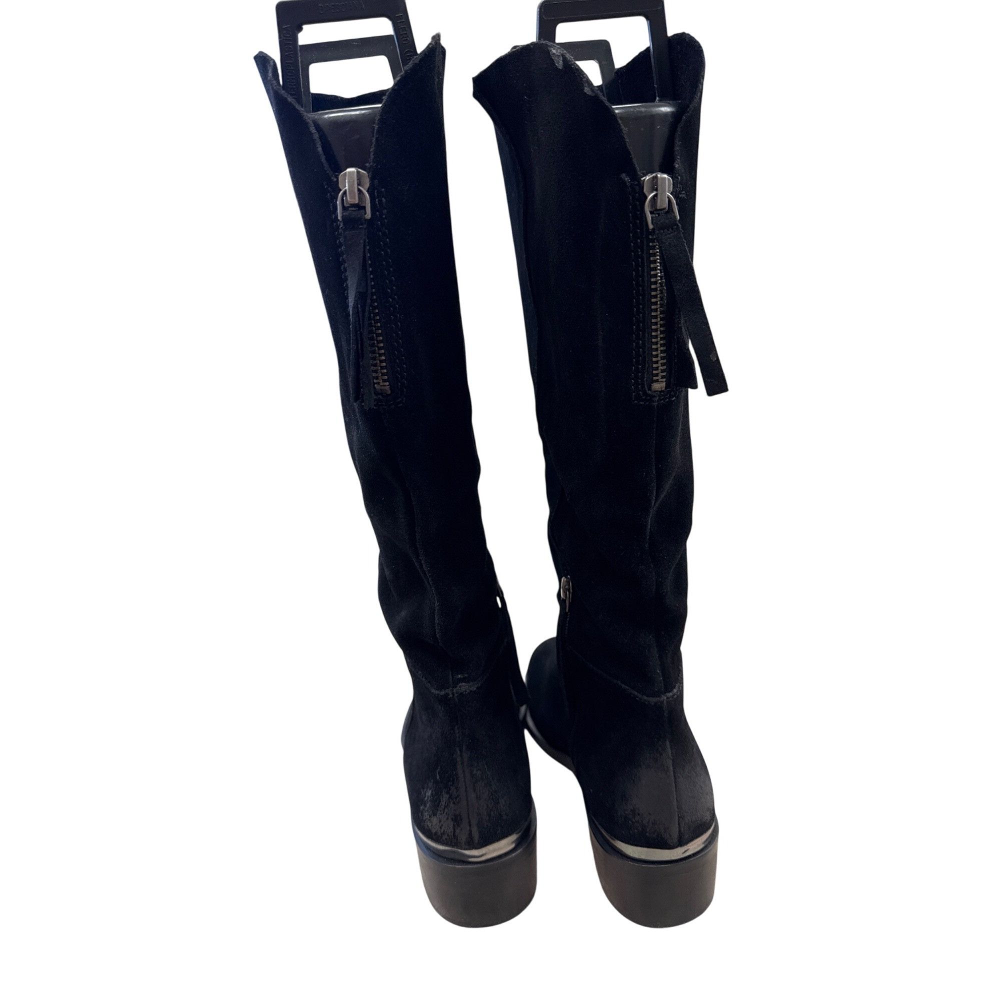 Designer Naughty Monkey Womens Black Suede Leather Riding Boots Size Size US 8.5 / IT 38.5 - 7 Thumbnail