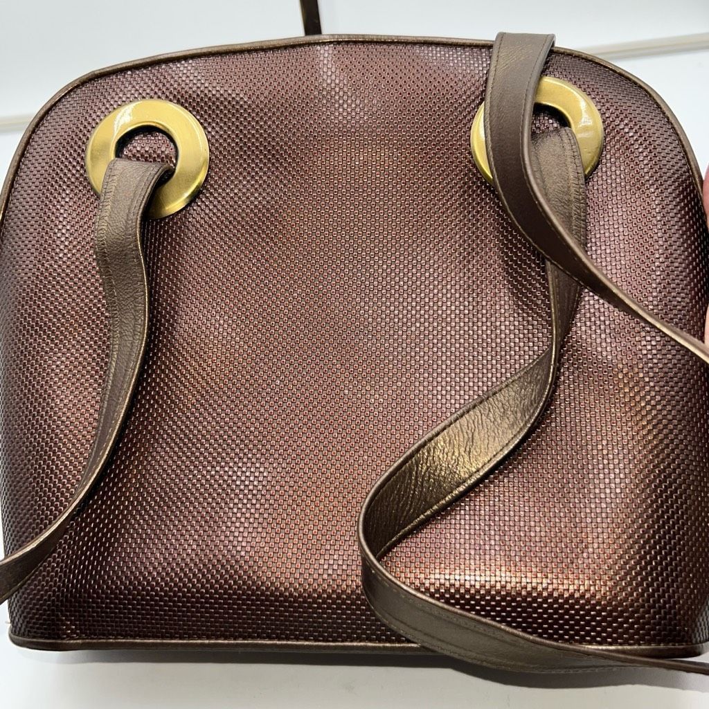 Stuart Weitzman Stuart Weitzman Made in Spain Vintage Pebbled Copper Leather with Lambskin Structured Bag Size ONE SIZE - 6 Thumbnail