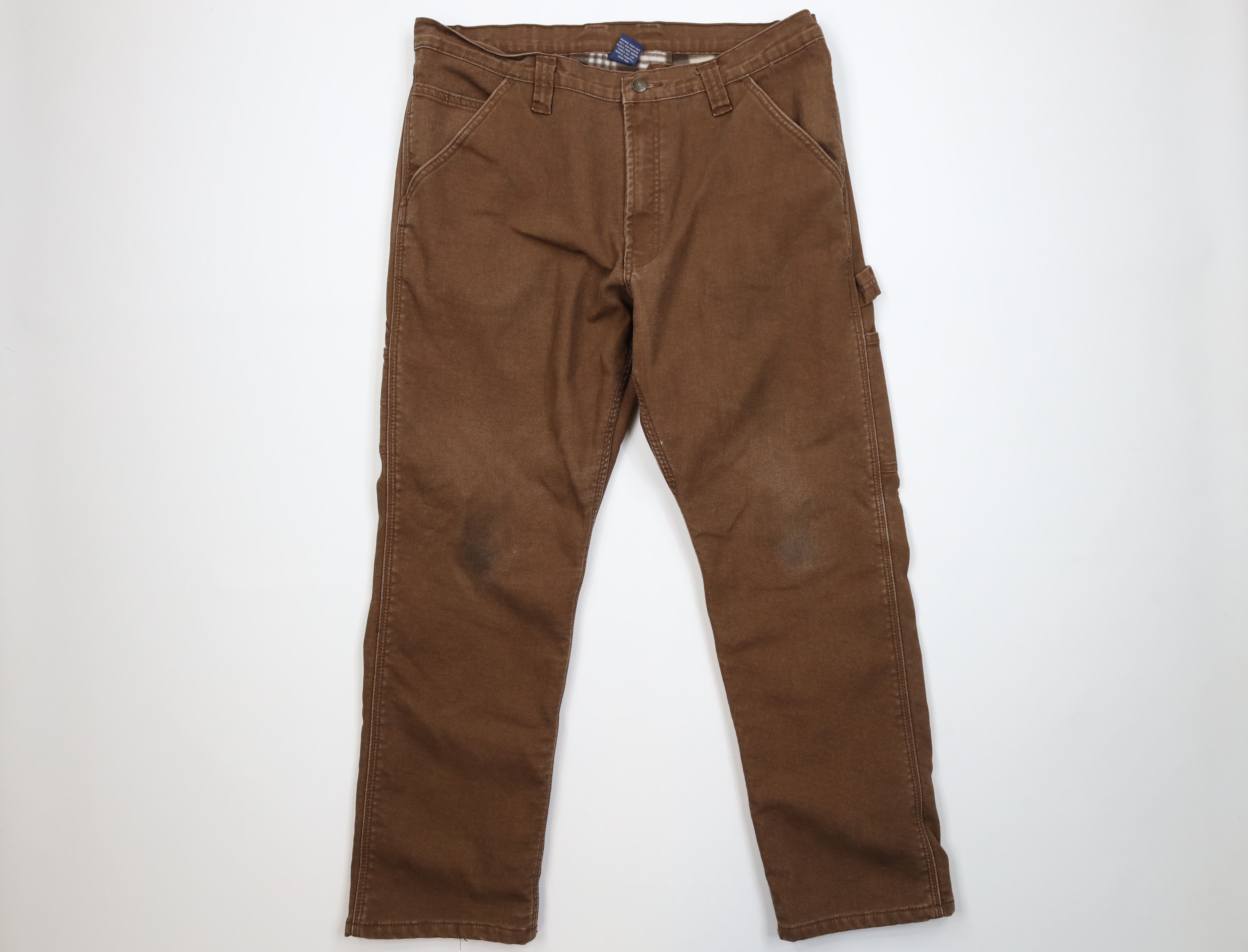 Vintage Vintage Streetwear Fleece Lined Canvas Dungaree Pants Brown Size US 36 / EU 52 - 2 Thumbnail