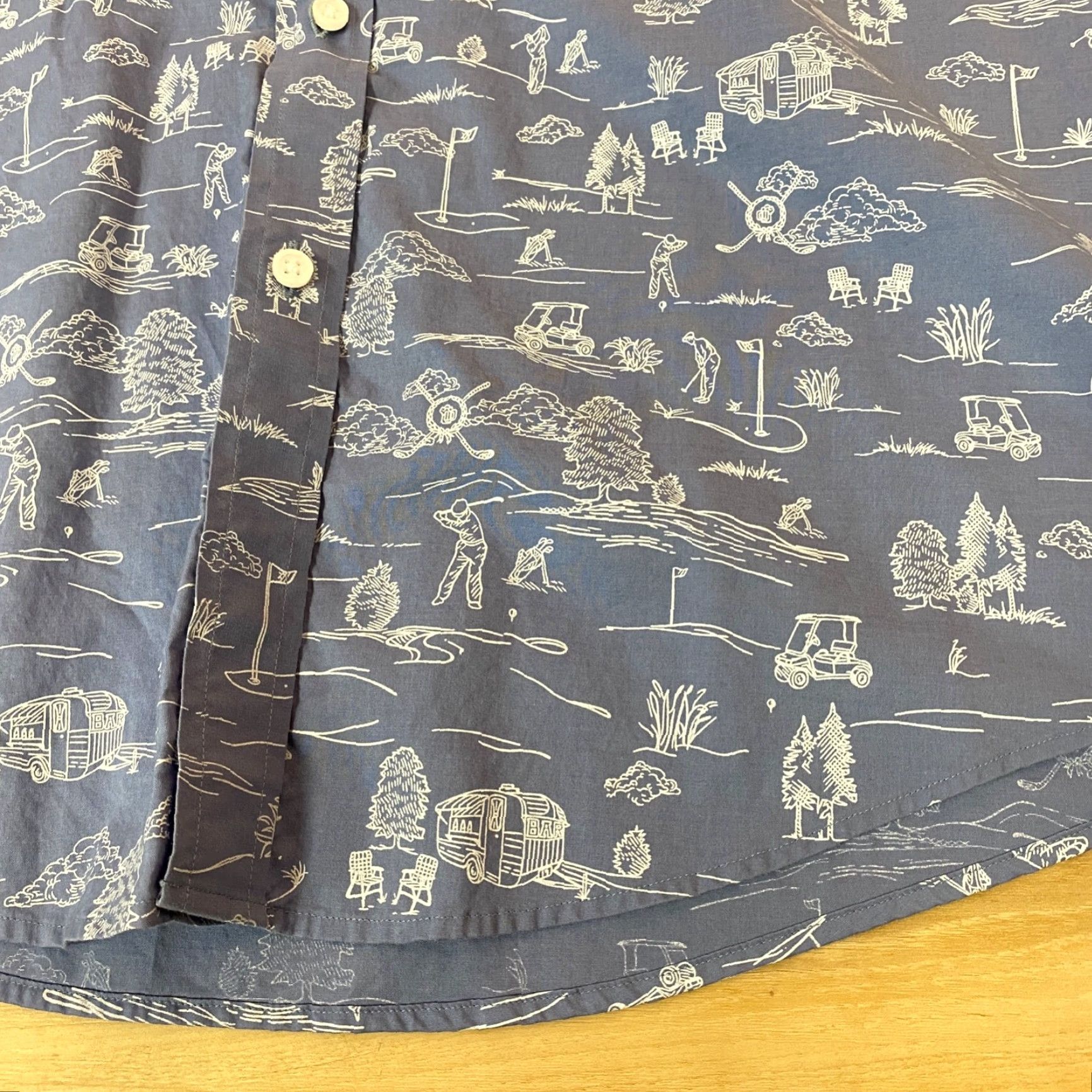 Vintage Criquet Shirt Mens XL Button-Down Camp Golf All Over Print Camper Short Sleeve Blue Cotton Lyocell Pocket Short Sleeve Casual Size US XL / EU 56 / 4 - 3 Thumbnail