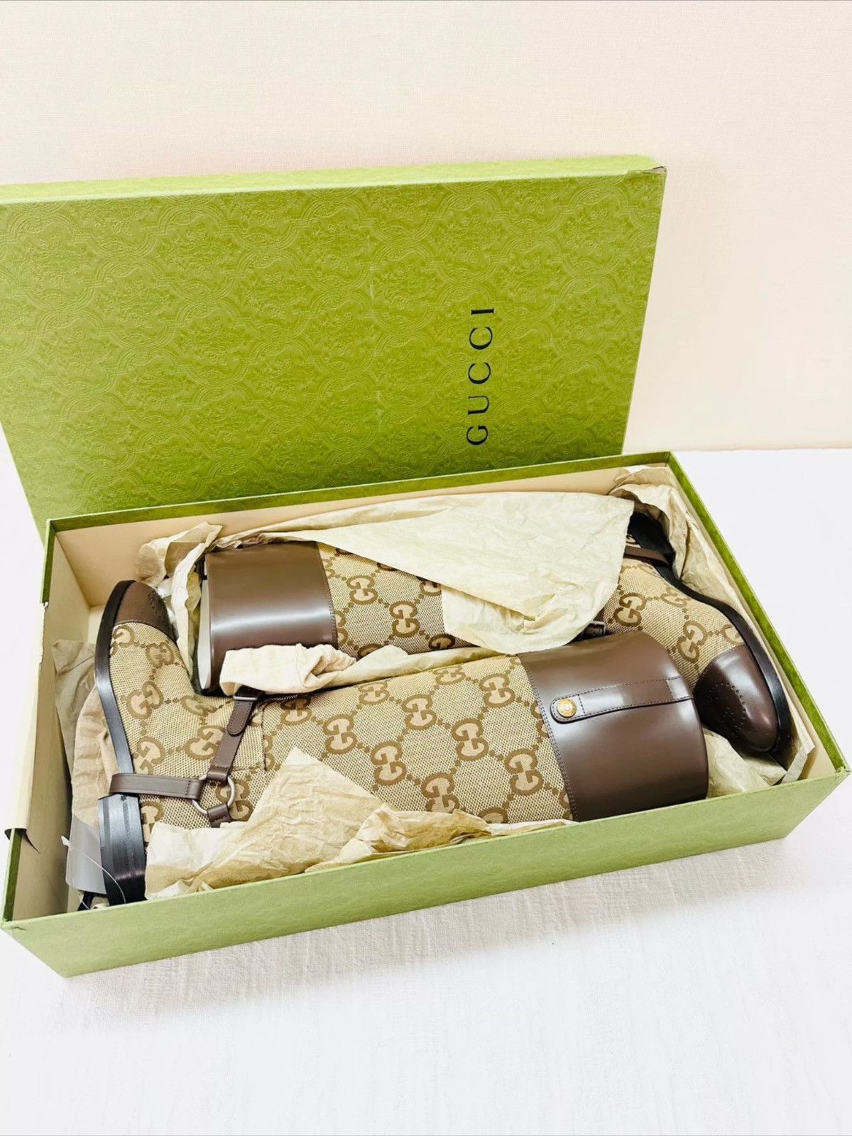 Gucci GG CANVAS & LEATHER KNEE BOOTS Size US 10 / EU 43 - 3 Thumbnail