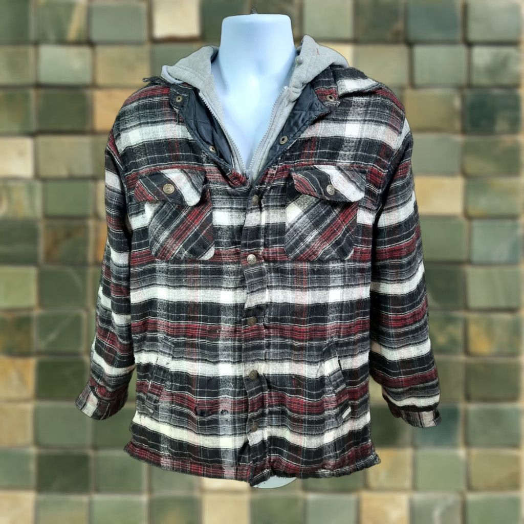 Vintage VINTAGE Men's M Quilt Lined Flannel Jacket Hooded Coat Plaid Workwear Shirt Category: Jacket Size US M / EU 48-50 / 2 - 1 Thumbnail