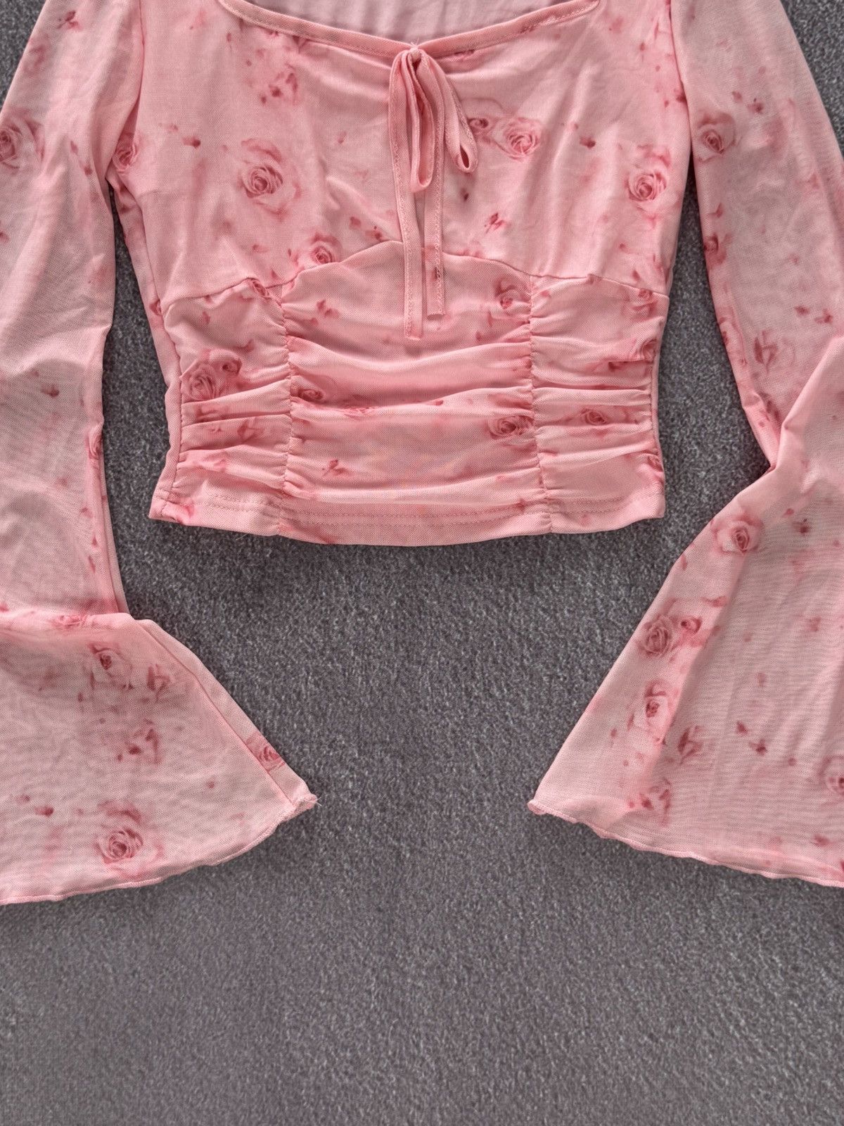 Japanese Brand Y2K Japanese Vibe Glam Roses Print Mesh Long Sleeve Size M / US 6-8 / IT 42-44 - 3 Thumbnail