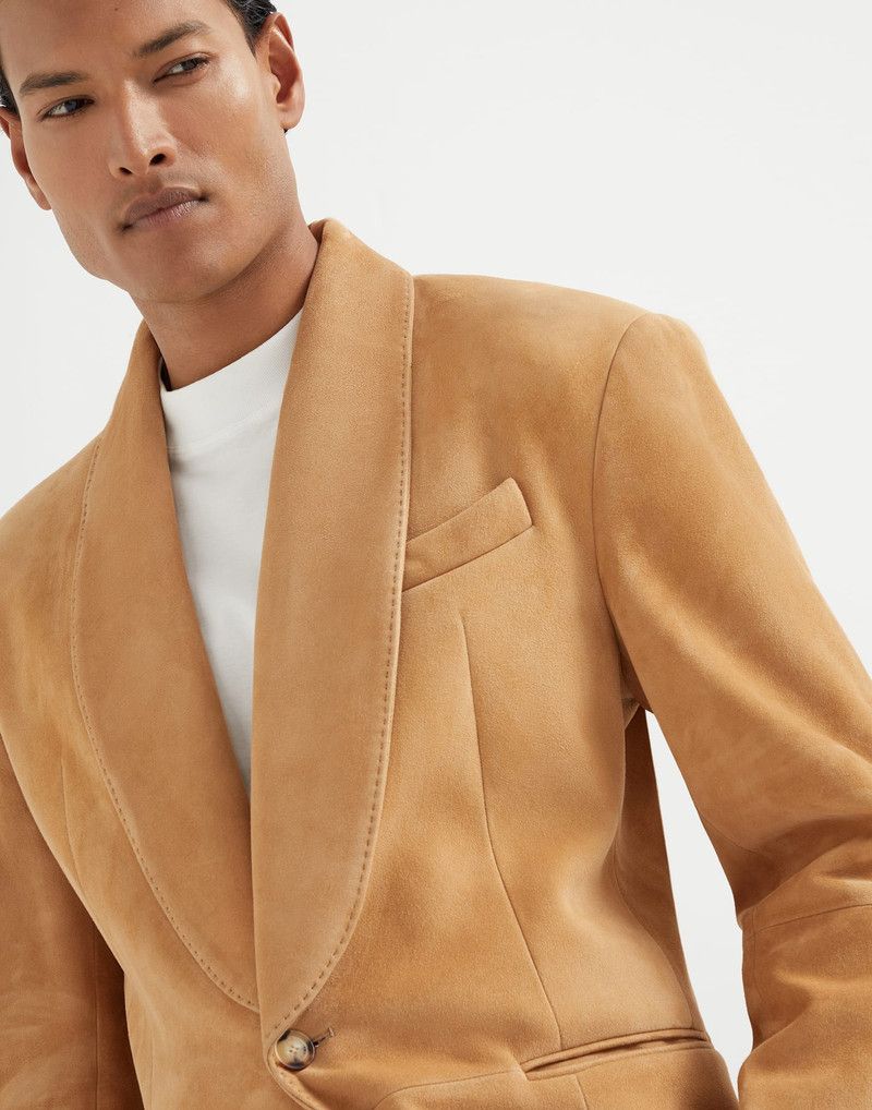Brunello Cucinelli o1la1rc1a0326 Country Suede Blazer in Camel Size US M / EU 48-50 / 2 - 3 Thumbnail