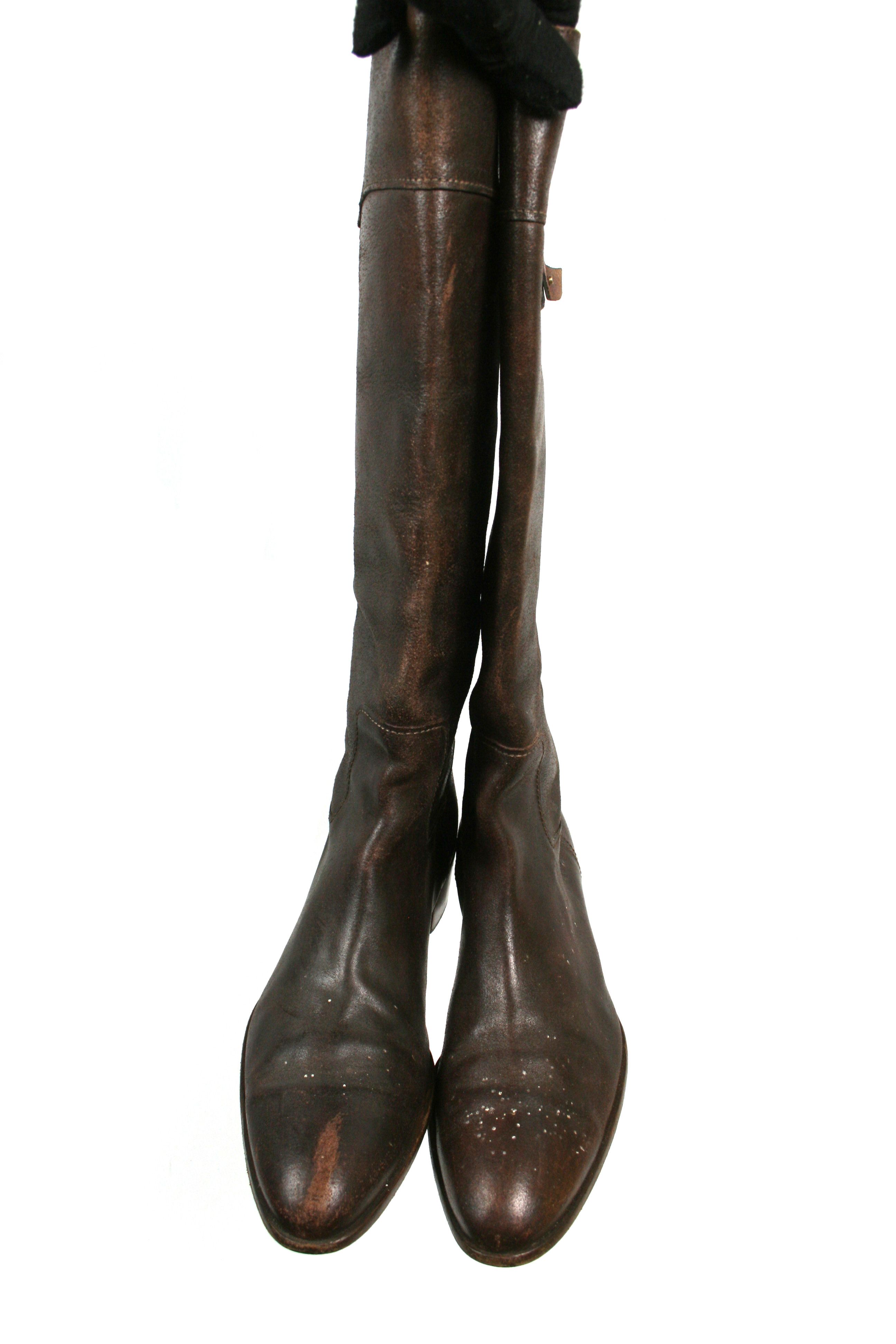 Giorgio Armani 90S Archive Riding Distressed Knee Boots Size US 9 / IT 39 - 8 Thumbnail