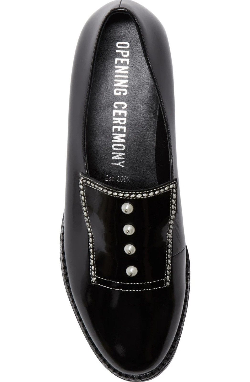 Opening Ceremony Opening Ceremony Leah Leather Faux Pearl Embellished Loafers Size US 6.5 / IT 36.5 - 4 Thumbnail