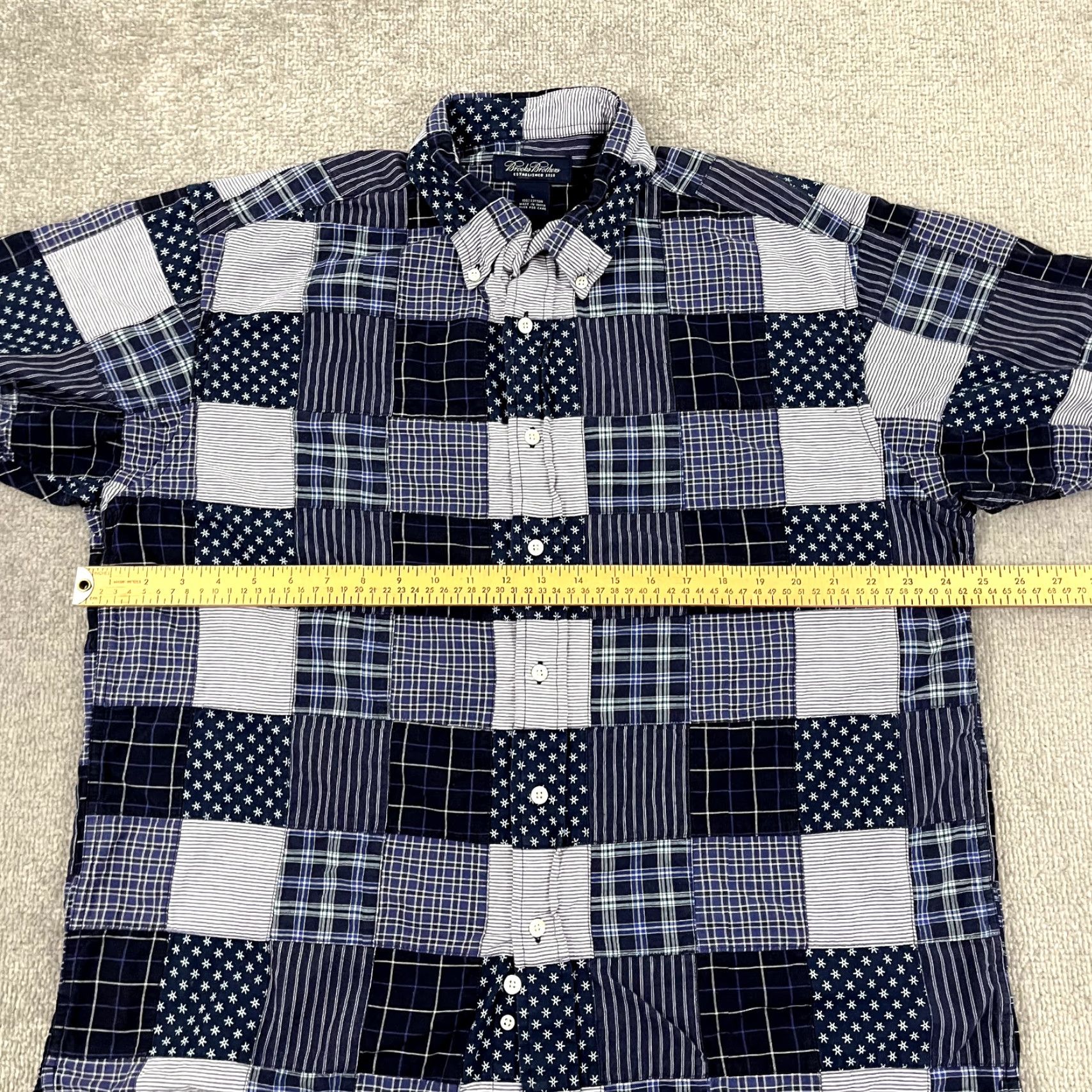 Brooks Brothers Brooks Brothers Shirt Mens Large Blue Patchwork Button Down Short Sleeve Preppy Size US L / EU 52-54 / 3 - 4 Thumbnail