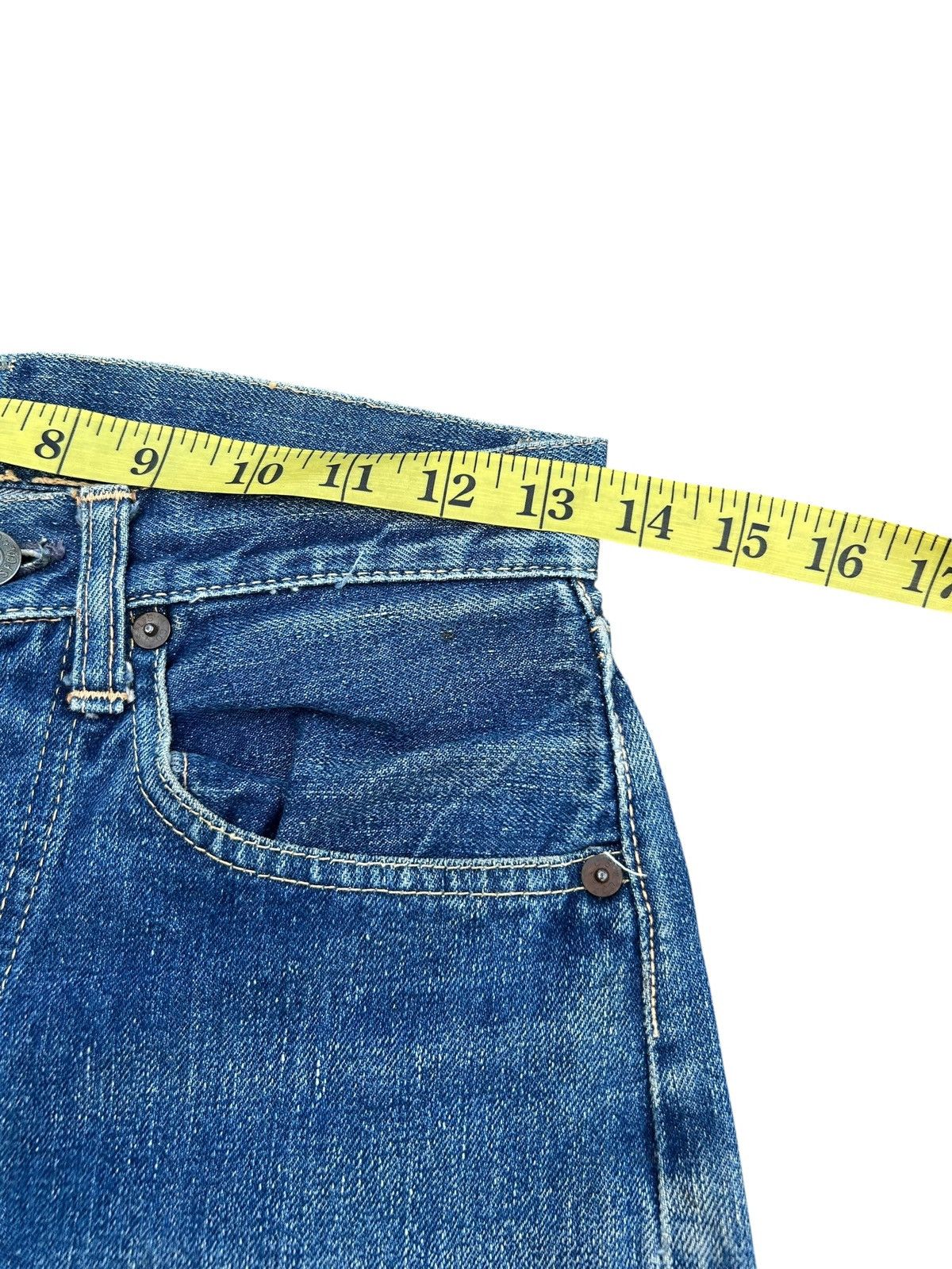 Levi's 50s Vintage Levis big E Hidden Rivet Short Denim Jeans Rare Size US 27 - 15 Thumbnail