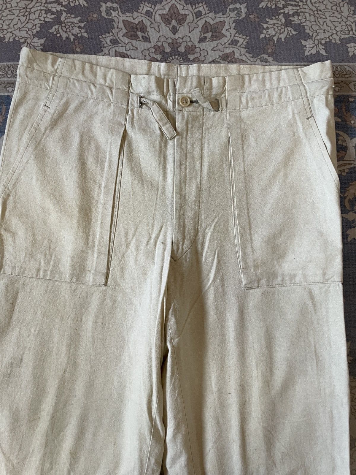 Garment Reproduction of Workers × Vetements De Sport By Wim Neels × Vintage VINTAGE ST.MARTIN DE JAZZ WHITE YELLOW PAINTED FATIGUE Size US 33 - 6 Thumbnail