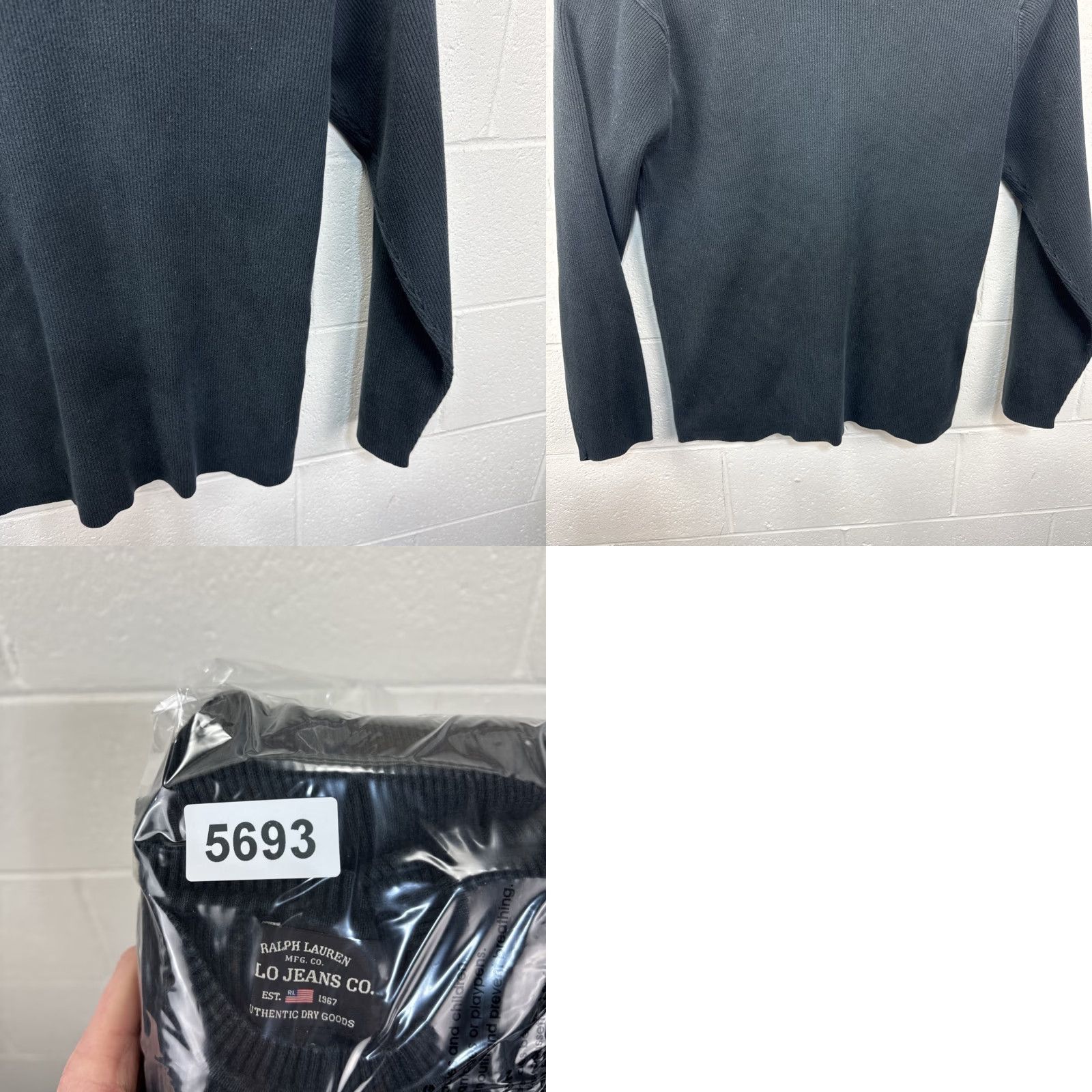 Ralph Lauren VINTAGE Ralph Lauren Polo Jeans Company Men's Ribbed Sweater USA Flag Black XL Crew Neck Pullover Knit Sweatshirt Embroidered Logo Size US XL / EU 56 / 4 - 10 Thumbnail