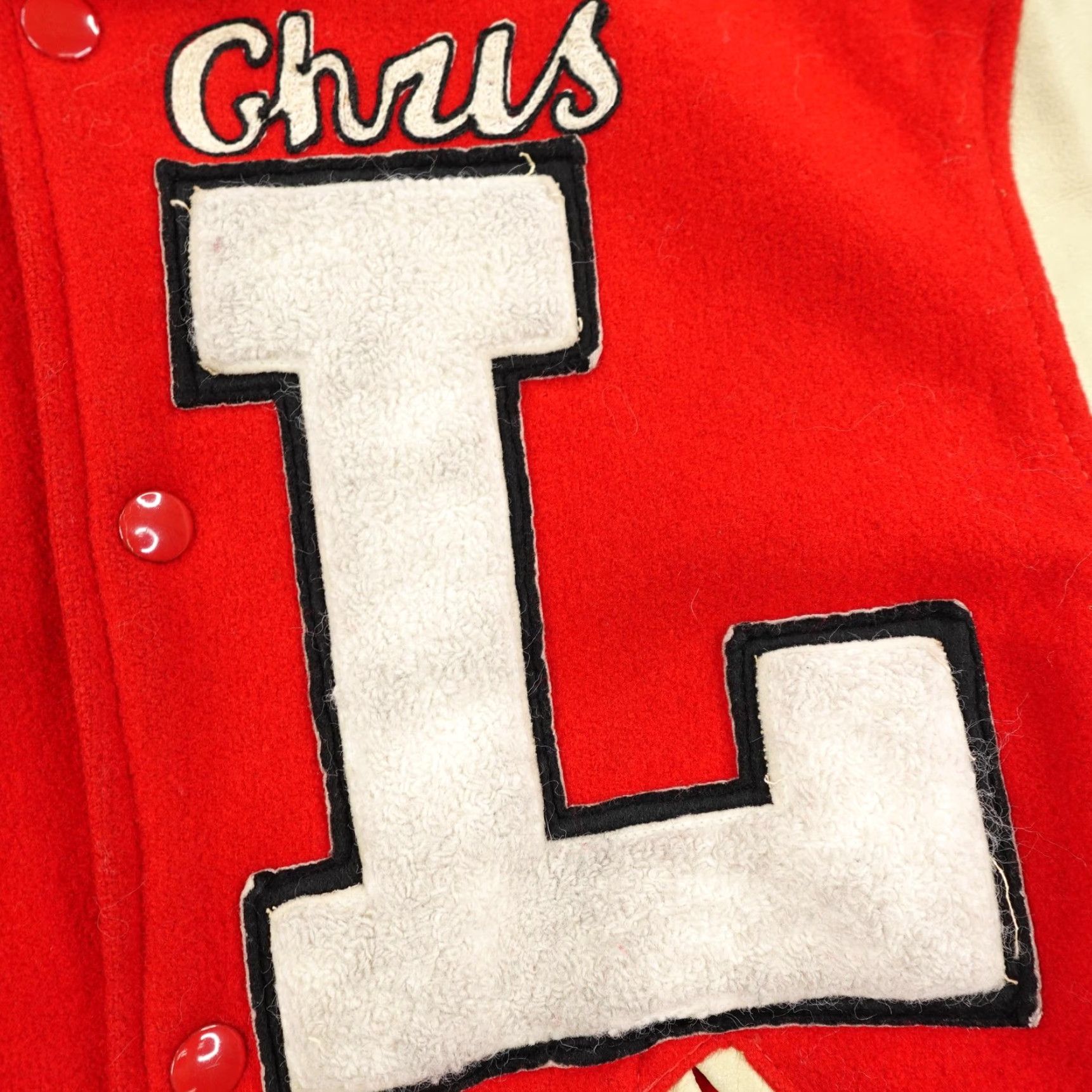 Vintage VINTAGE Skookum Letterman Jacket Men 38 Red Varsity 70s Chain Stitch Soccer Coat Size US XXS / EU 40 - 4 Thumbnail