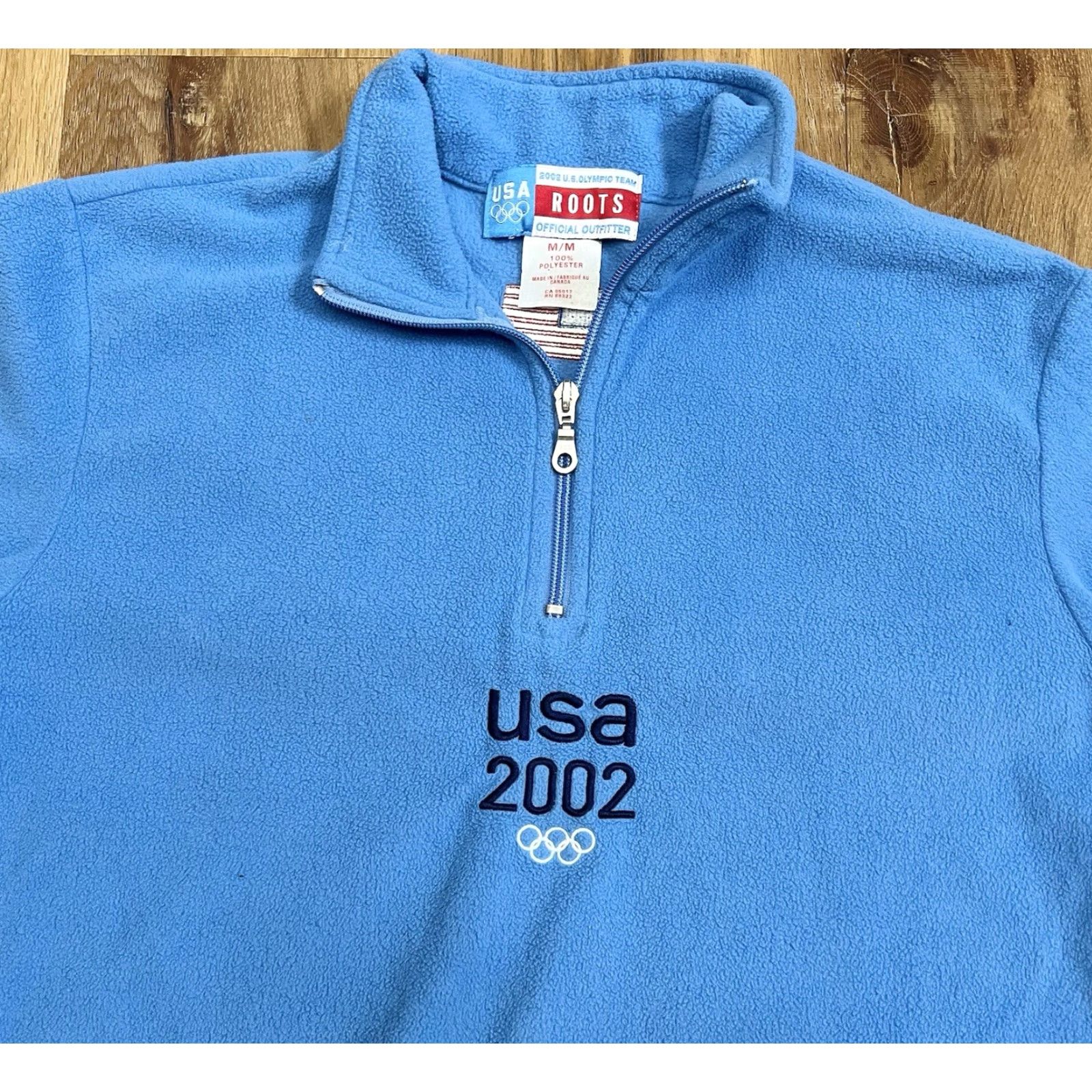 Roots VINTAGE Roots USA Olympic Team Unisex M Quarter Zip Fleece Pullover Sweatshirt 1/4 Zip Blue 2002 Mens Womens Sleeve 23.25” Size US M / EU 48-50 / 2 - 2 Thumbnail