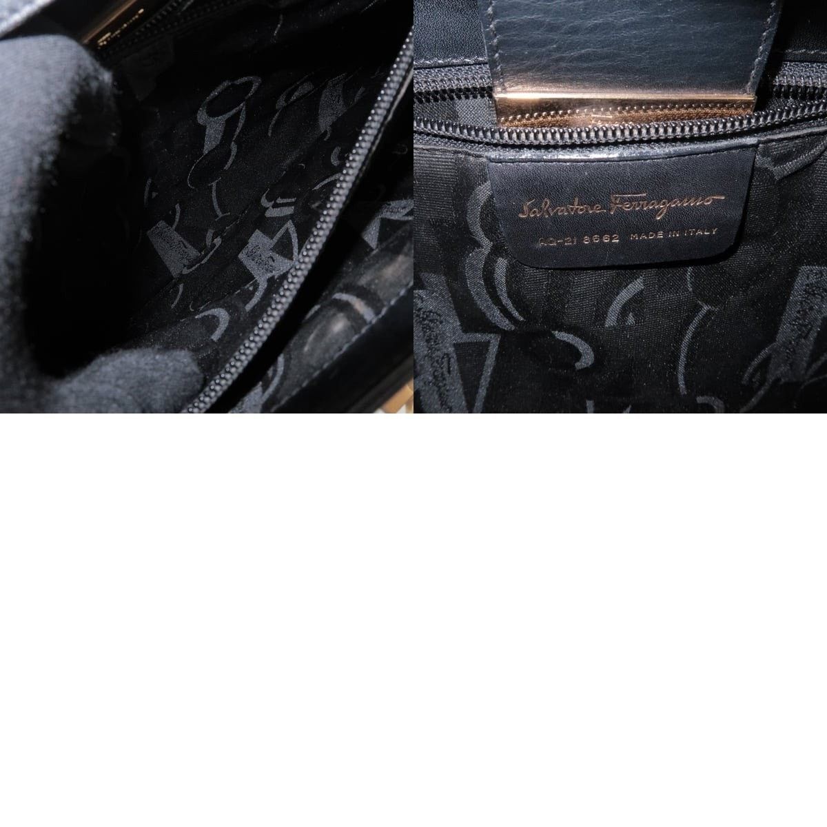 Salvatore Ferragamo Ferragamo Gancini Calfskin Shoulder Bag Black Size ONE SIZE - 8 Thumbnail