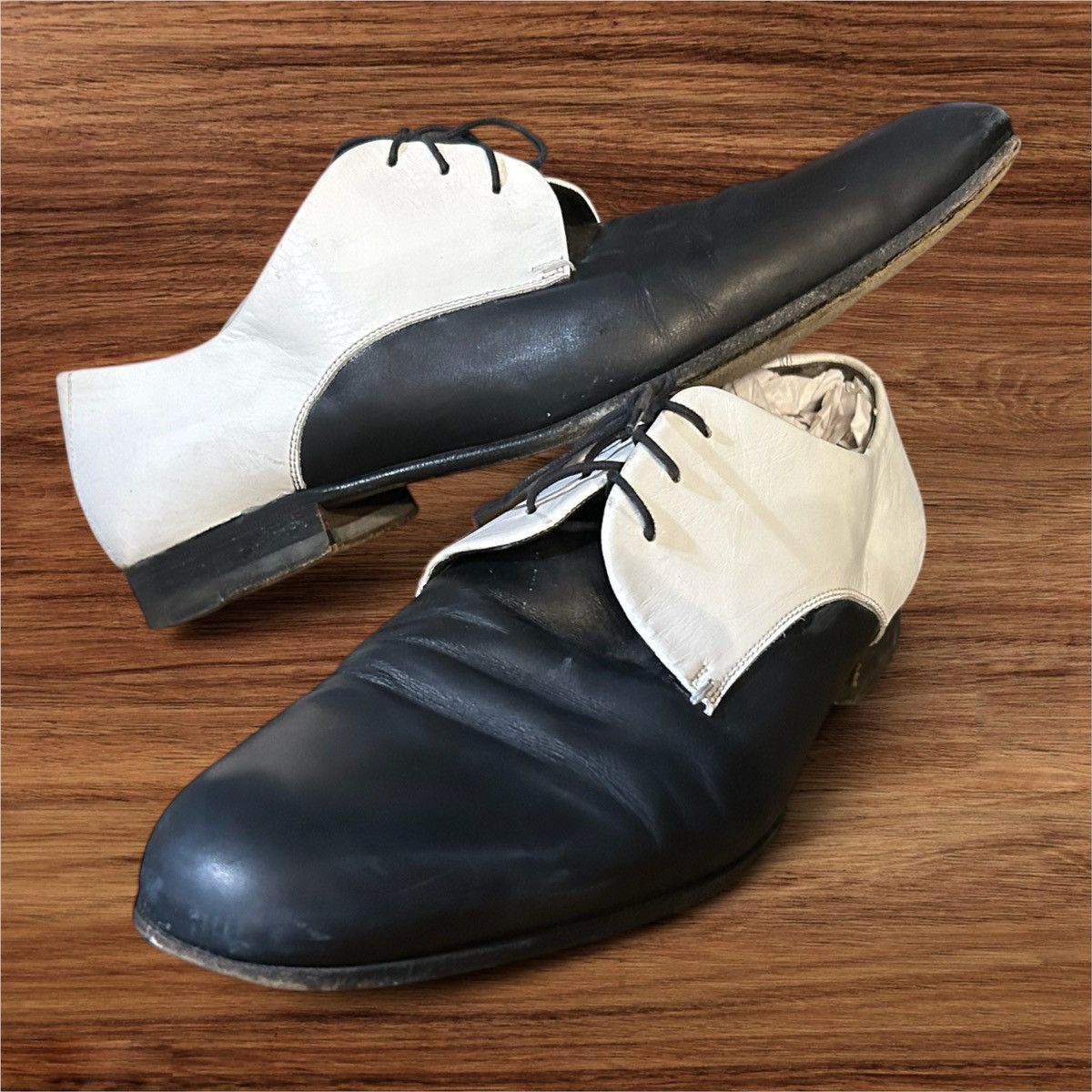 Lanvin × Vintage Vintage Lanvin Men’s Oxford Shoes Black & White Leather Size US 9.5 / EU 42-43 - 2 Thumbnail