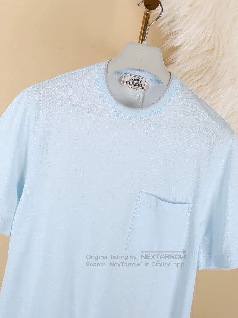 Hermes Hermes Mens Cotton Short Sleeve T-Shirt with Grey Collar E Size US S / EU 44-46 / 1 - 3 Thumbnail