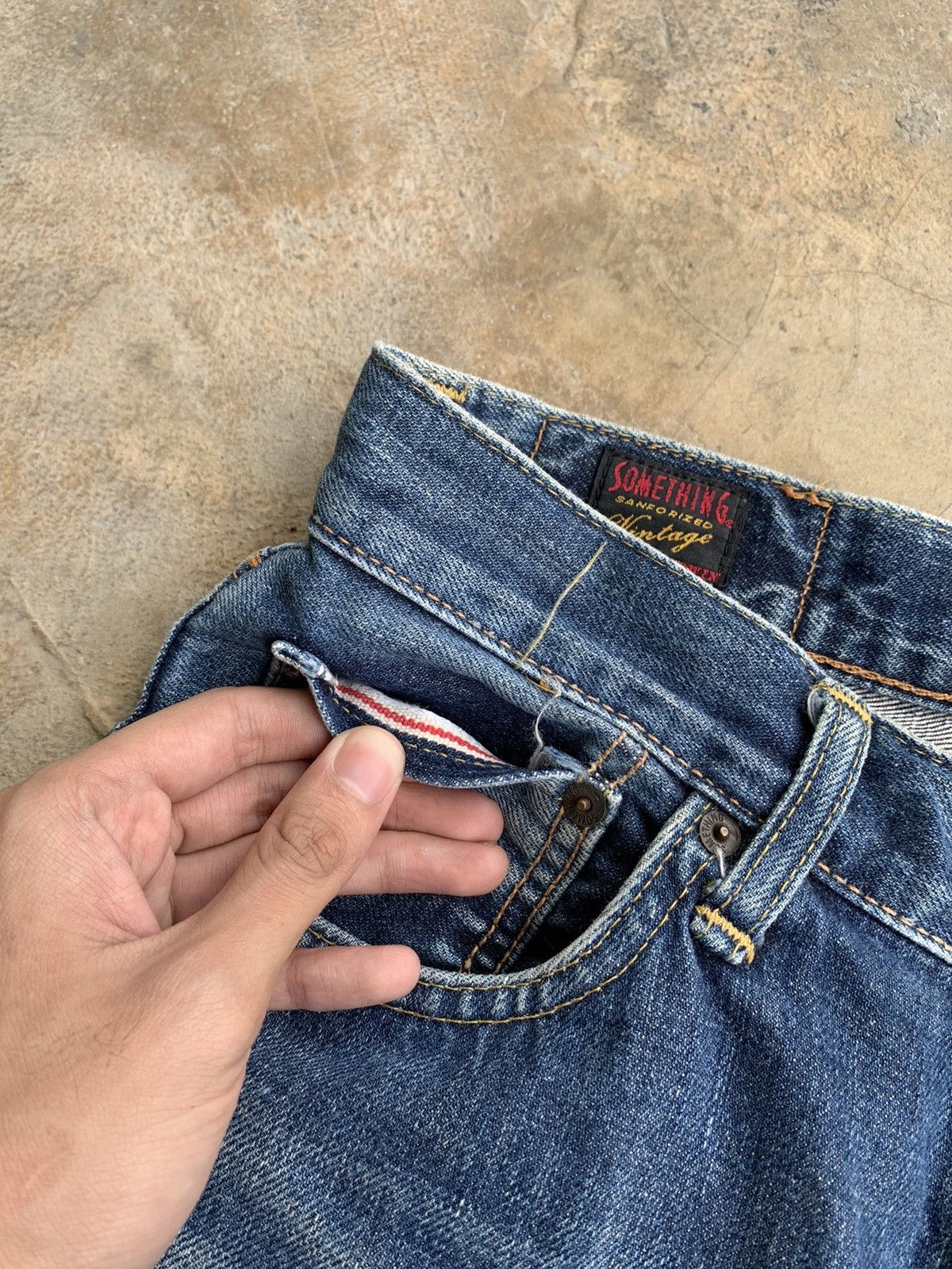 Edwin × Jean Baggy Jeans Something By Edwin 505 Selvedge Distressed Denim Size US 27 - 8 Thumbnail