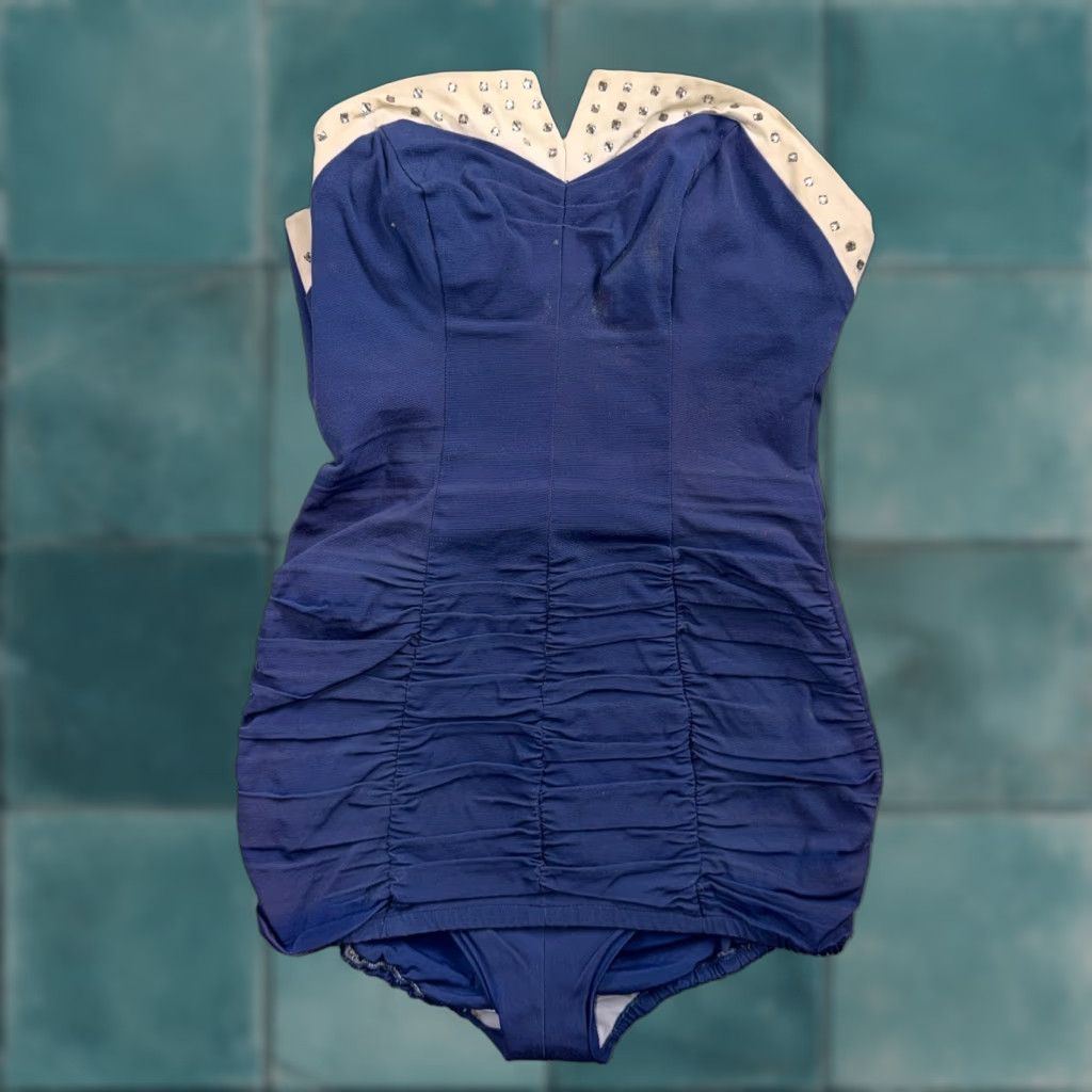 Vintage VINTAGE Alix Miami Rhinestone 1950s Swimsuit Hollywood Swim Wear Blu Size S / US 4 / IT 40 - 1 Thumbnail