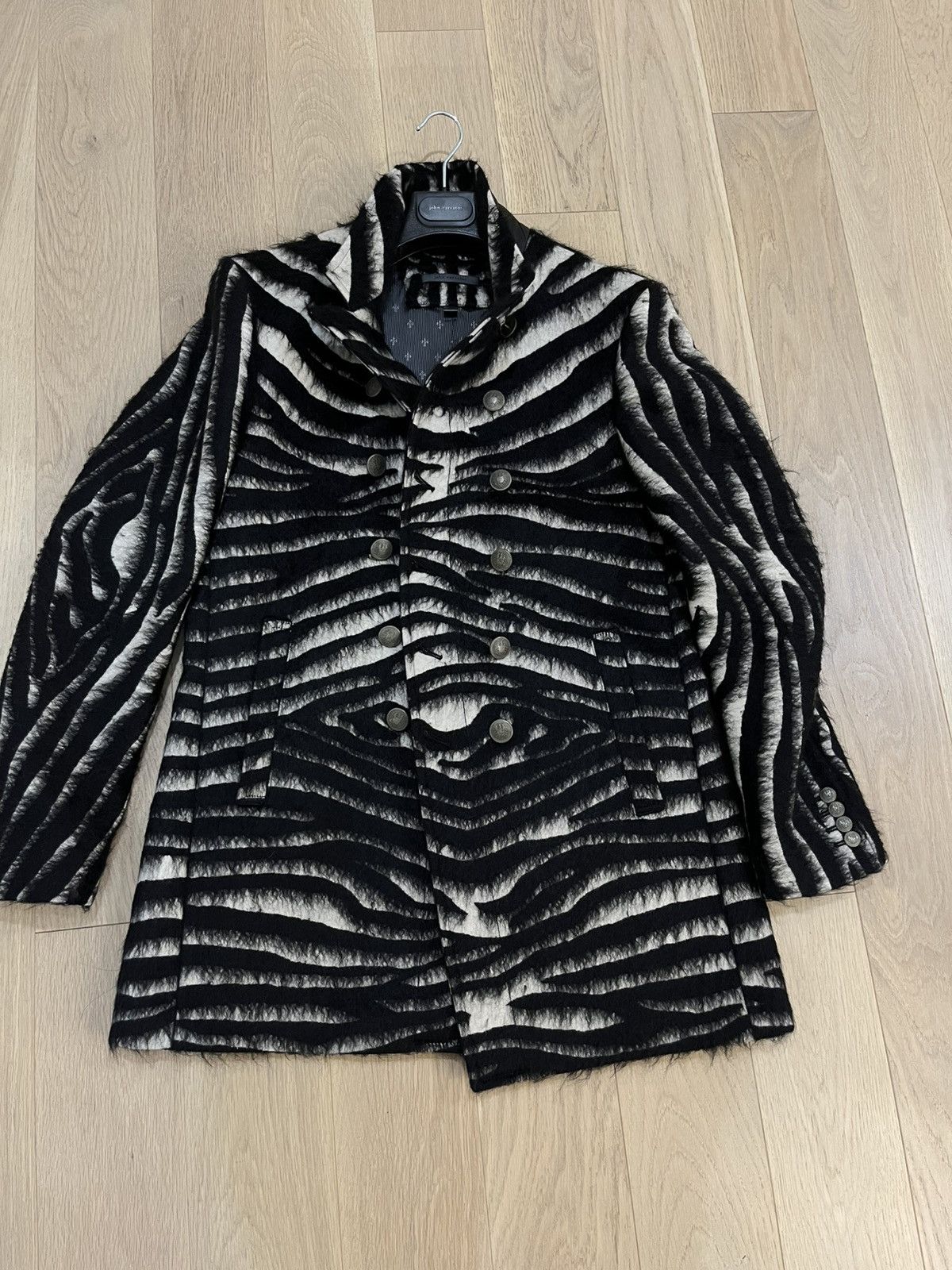 John Varvatos Wool & Mohair Zebra coat size 38 Size US M / EU 48-50 / 2 - 14 Thumbnail