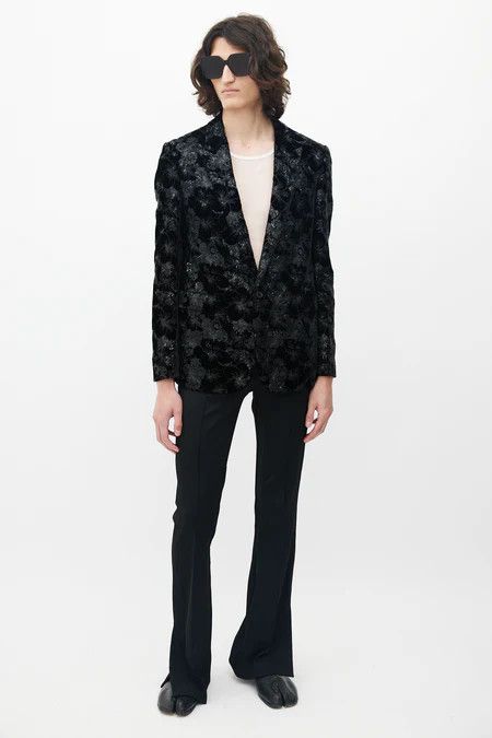Saint Laurent Paris o1bcso1str0924 Tailored Jacket In Sequined in Black Size US L / EU 52-54 / 3 - 1 Thumbnail