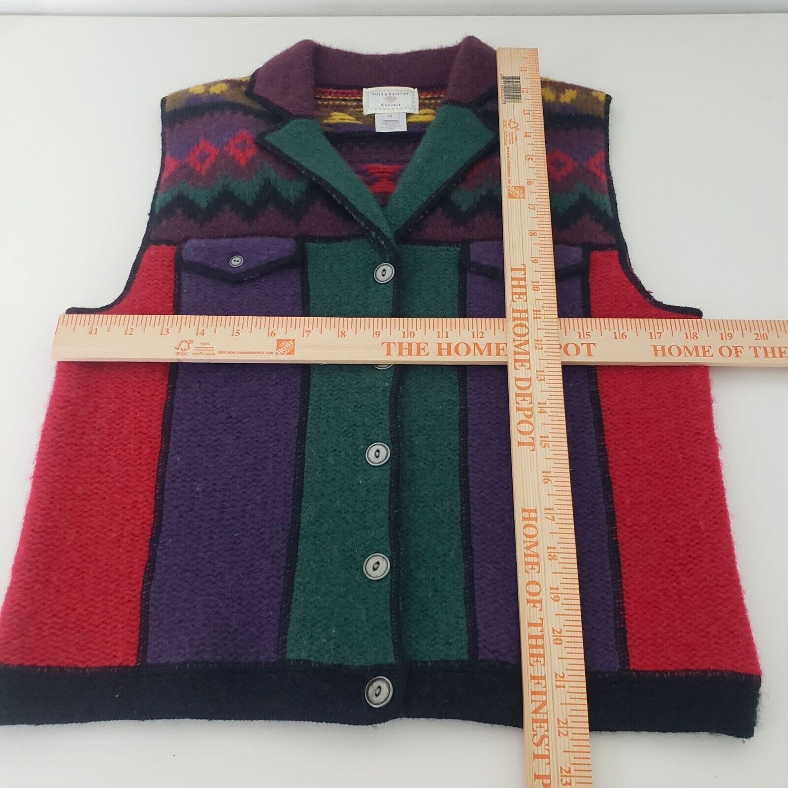Designer Vintage 90s Wool Western Vest Womens Size Medium Boho Size M / US 6-8 / IT 42-44 - 7 Thumbnail
