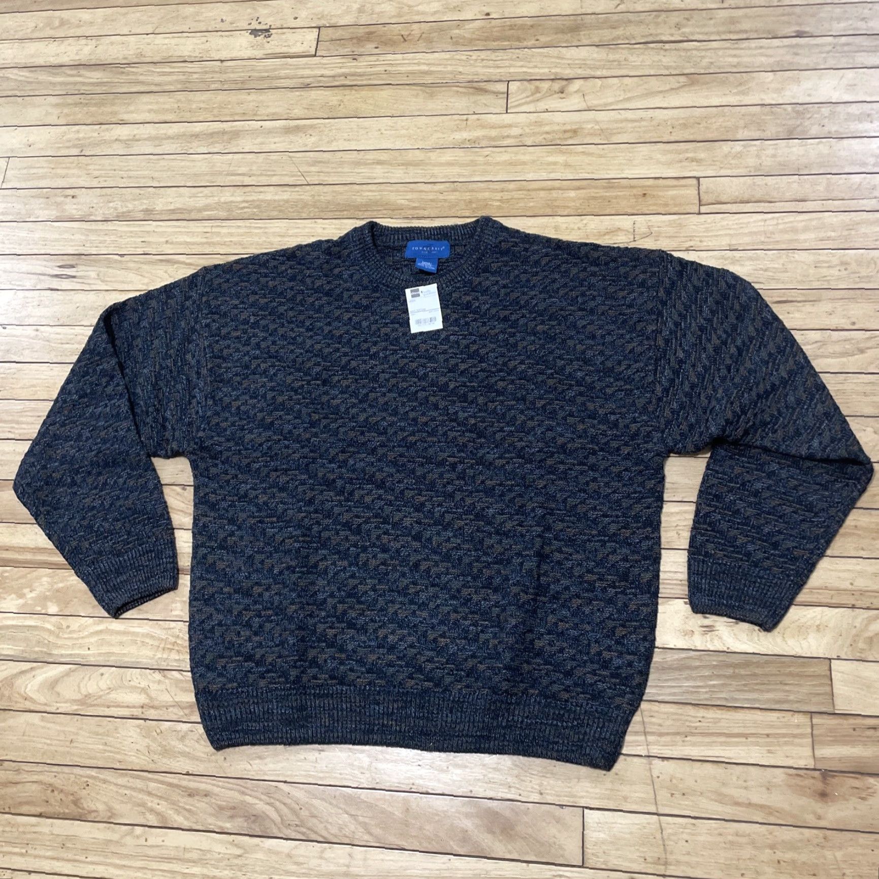 Etro VINTAGE Towncraft Sweater Men L Navy Texture Retro Y2k Streetwear Preppy New Deadstock Pullover Knit Crew Neck Long Sleeve Blue Mens Sweater Size US L / EU 52-54 / 3 - 2 Thumbnail