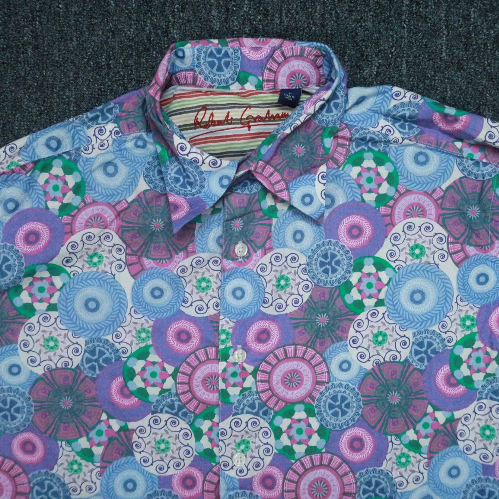 Robert Graham Robert Graham Shirt Mens Large Blue Purple Abstract Flip Cuff Colorful Button-Up Size US L / EU 52-54 / 3 - 2 Thumbnail