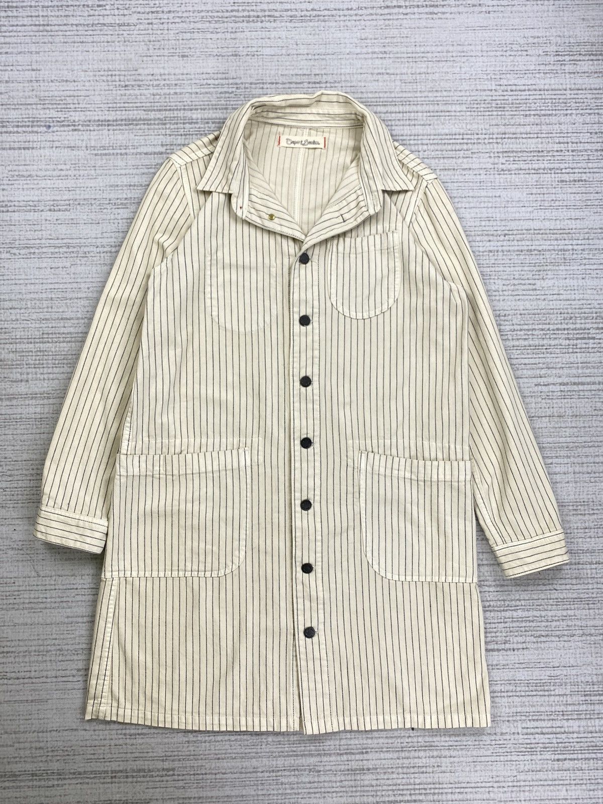 Designer × Japanese Brand × Vintage Vintage Tepo Denim Sanforized Union Made Stripe Long Jacket Size US M / EU 48-50 / 2 - 5 Thumbnail