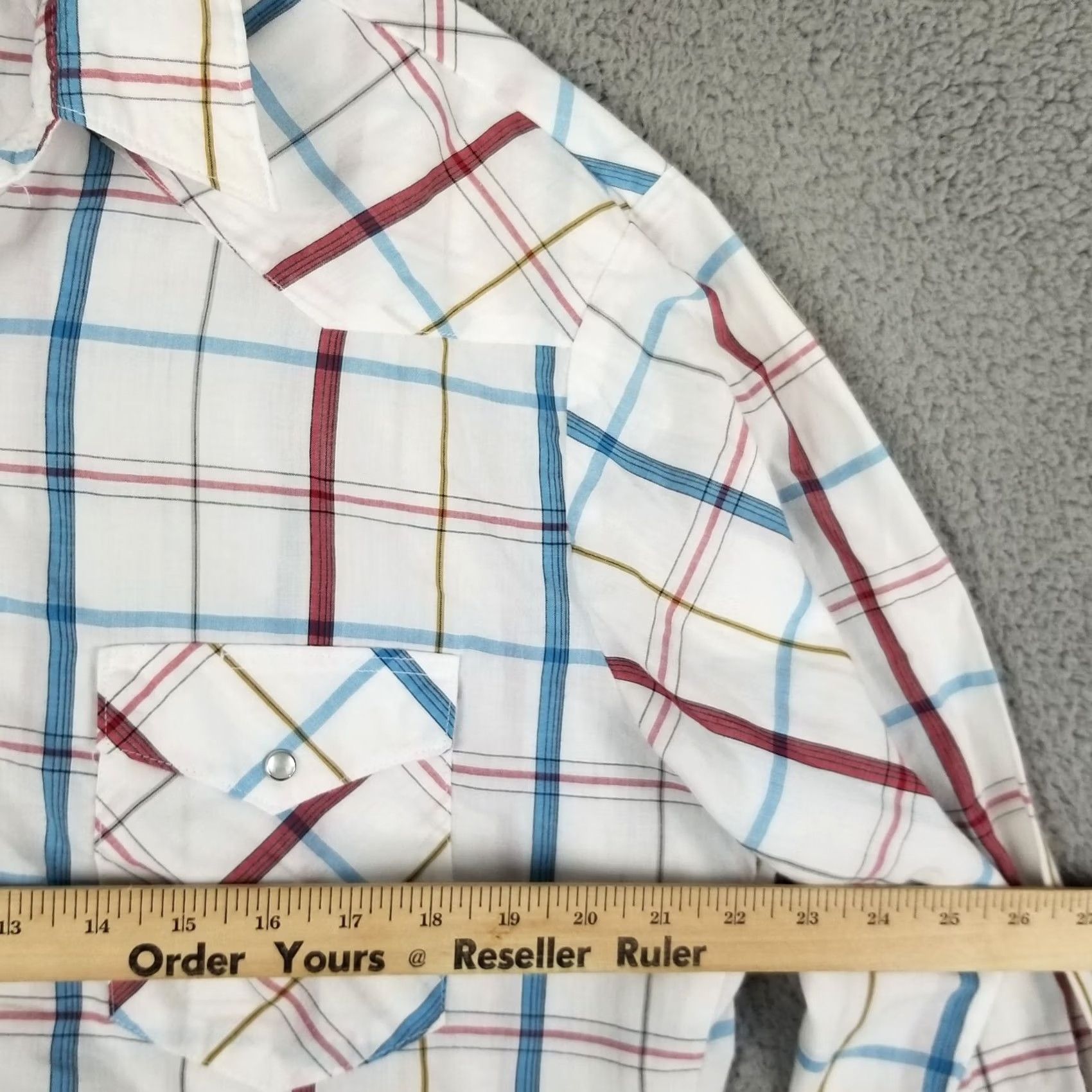 Wrangler VINTAGE Wrangler Shirt Women XL Pearl Snap Western Cowgirl White Plaid 21X27 Size XL / US 12-14 / IT 48-50 - 4 Thumbnail