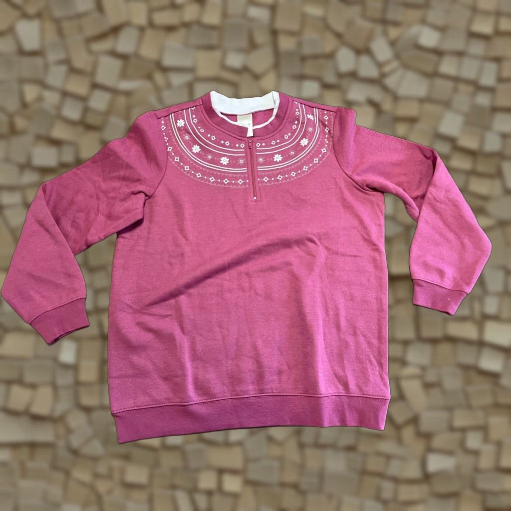 Blair Blair Sweater Womens Size Small Pink White Flower Print Quarter Zip Pullover Shirt Size S / US 4 / IT 40 - 1 Thumbnail