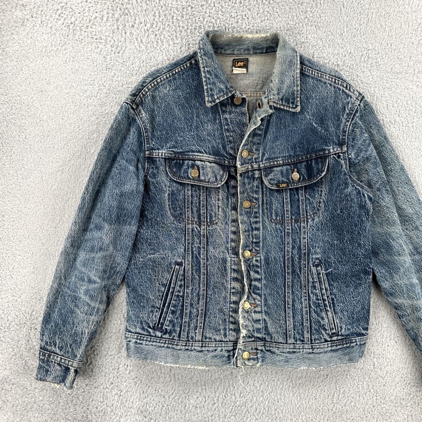 Lee VINTAGE Lee Riders M.R. Adult Medium PATD-153438 Made In USA Distressed Denim Jacket Rockabilly Blue Men Size US M / EU 48-50 / 2 - 3 Thumbnail
