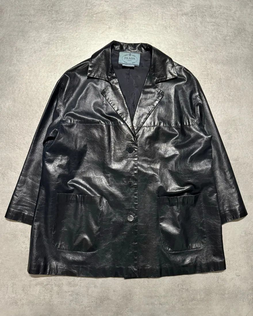 Prada × Vintage AW1996 Prada Navy Soft Leather Italian Jacket Size US XS / EU 42 / 0 - 5 Thumbnail