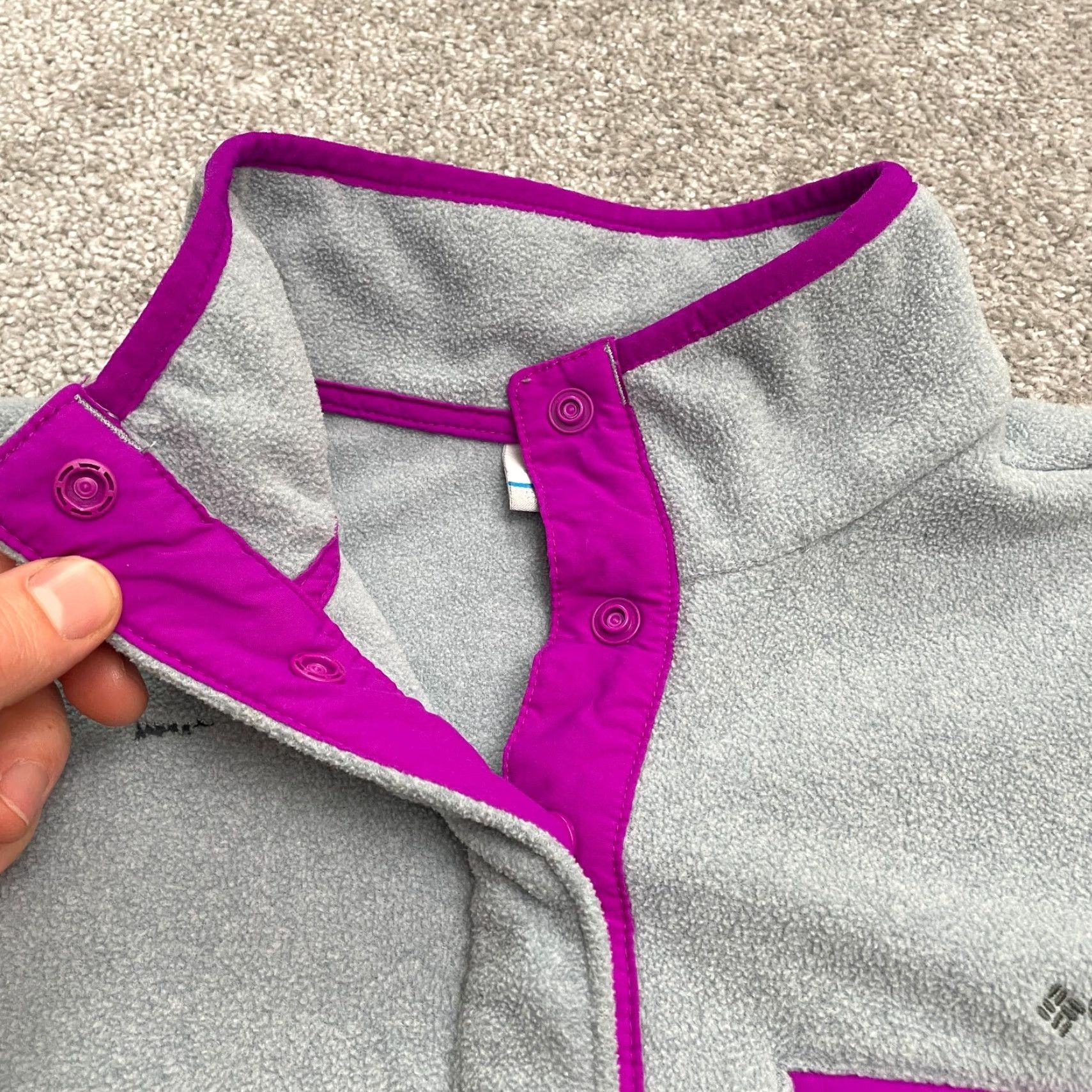Vintage Columbia Jacket Womens Medium Fleece Fire Side Gray Purple 1/4 Snap Outdoor Hike Size M / US 6-8 / IT 42-44 - 4 Thumbnail