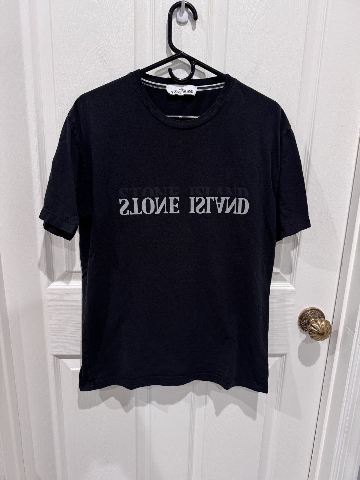 Stone Island Stone Island Reflective Spellout Logo Black Tee T Size L Size US L / EU 52-54 / 3 - 1 Thumbnail