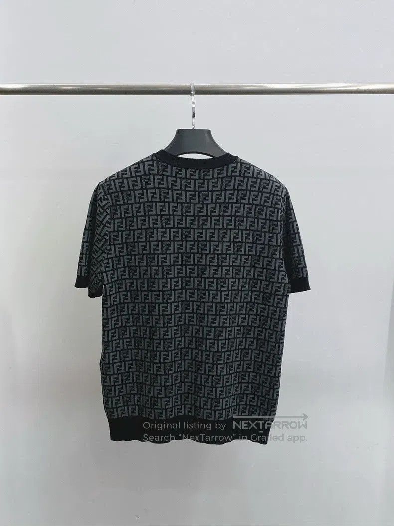 Fendi Full print logo round neck short-sleeve sweater, siz