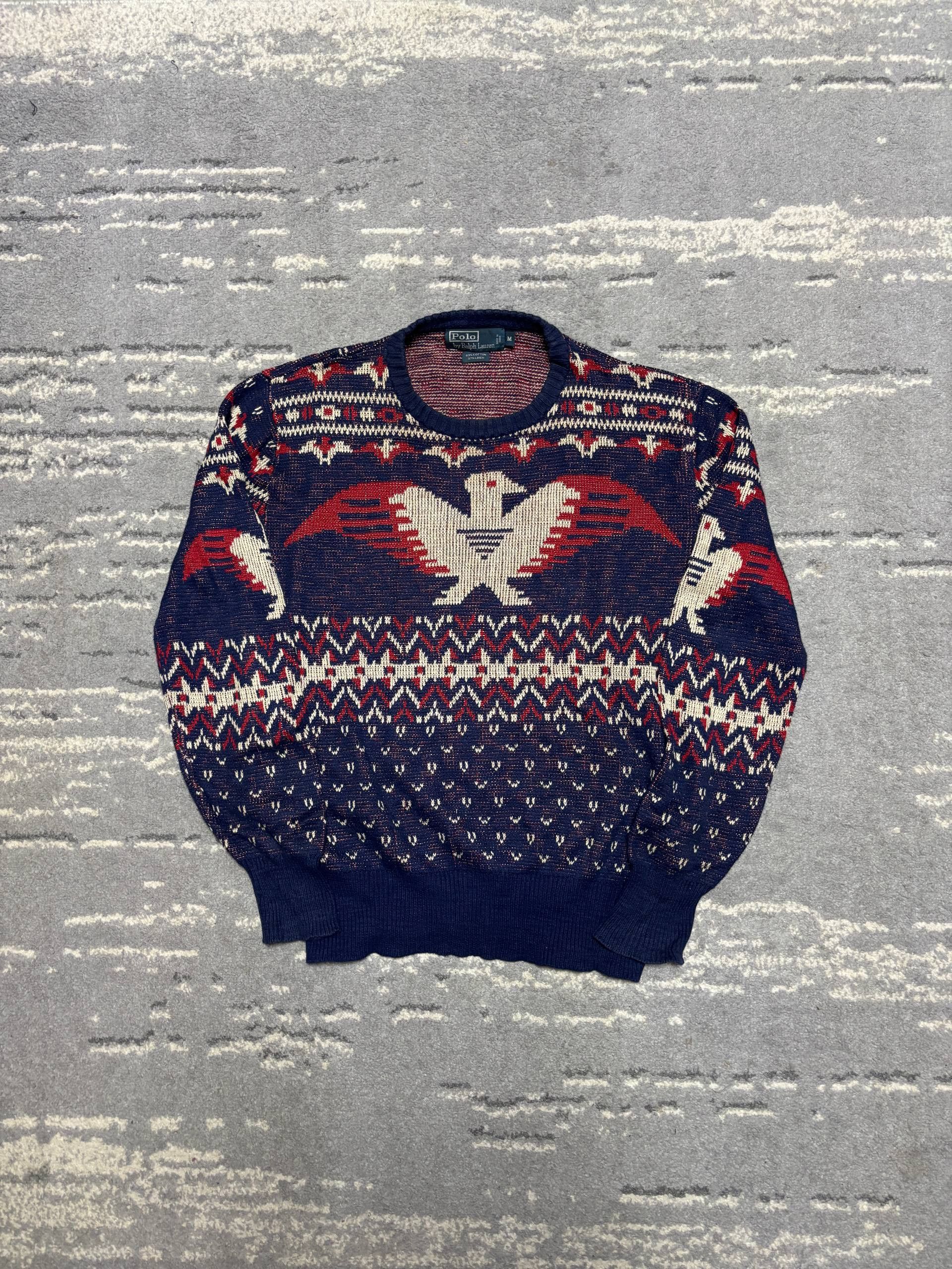 Polo Ralph Lauren 🦅 Polo Ralph Lauren Knit Sweater – Eagle Pattern Size US M / EU 48-50 / 2 - 1 Thumbnail