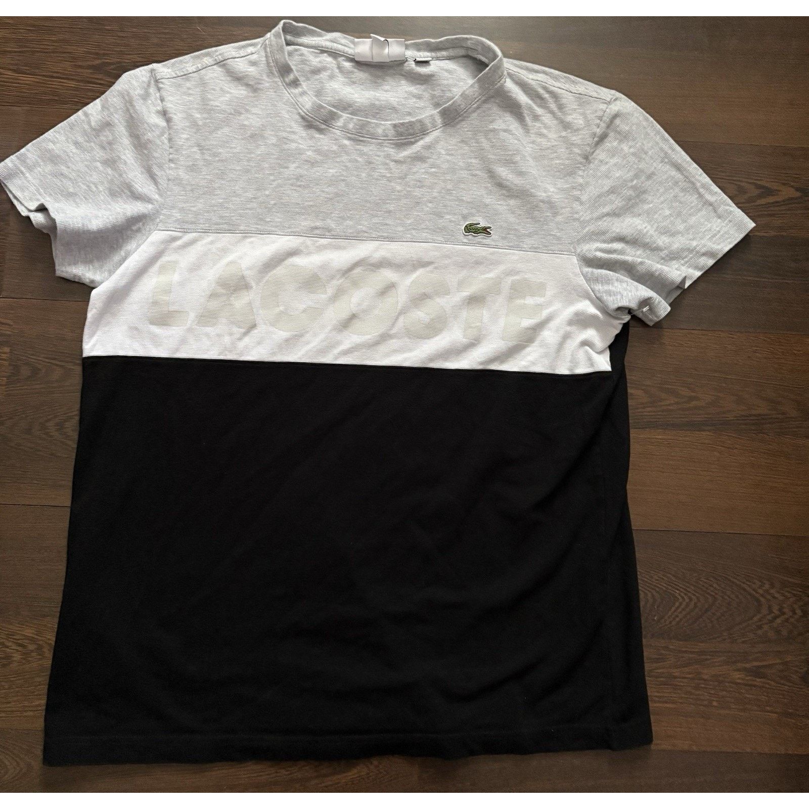 Lacoste Sport Spellout T-Shirt Black Grey Mens Tee SZ FR7 XL