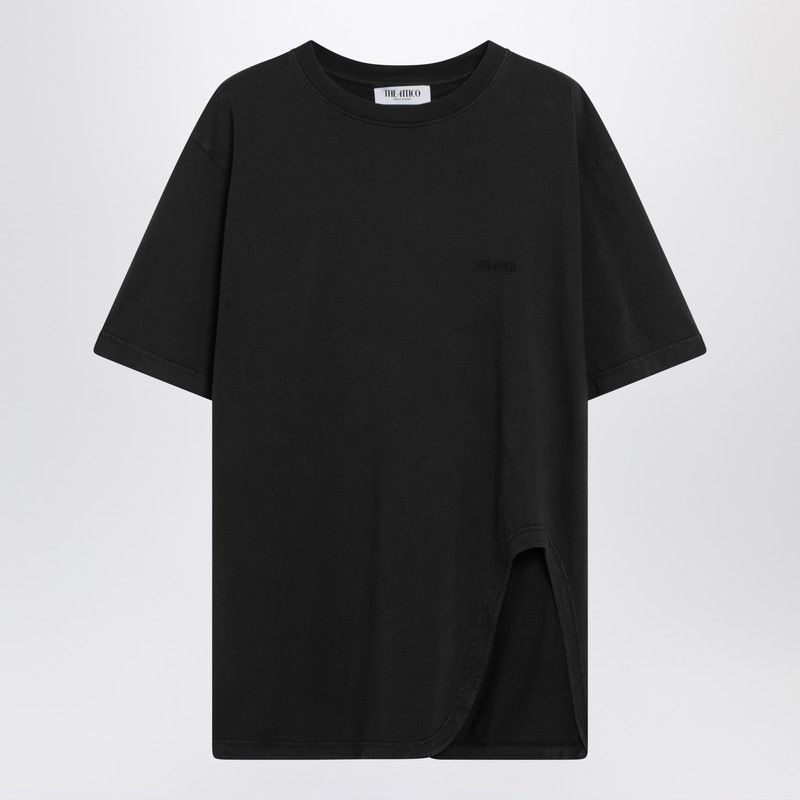 The Attico The Attico Black Washed T-Shirt With Shaped Hem Size S / US 4 / IT 40 - 1 Thumbnail