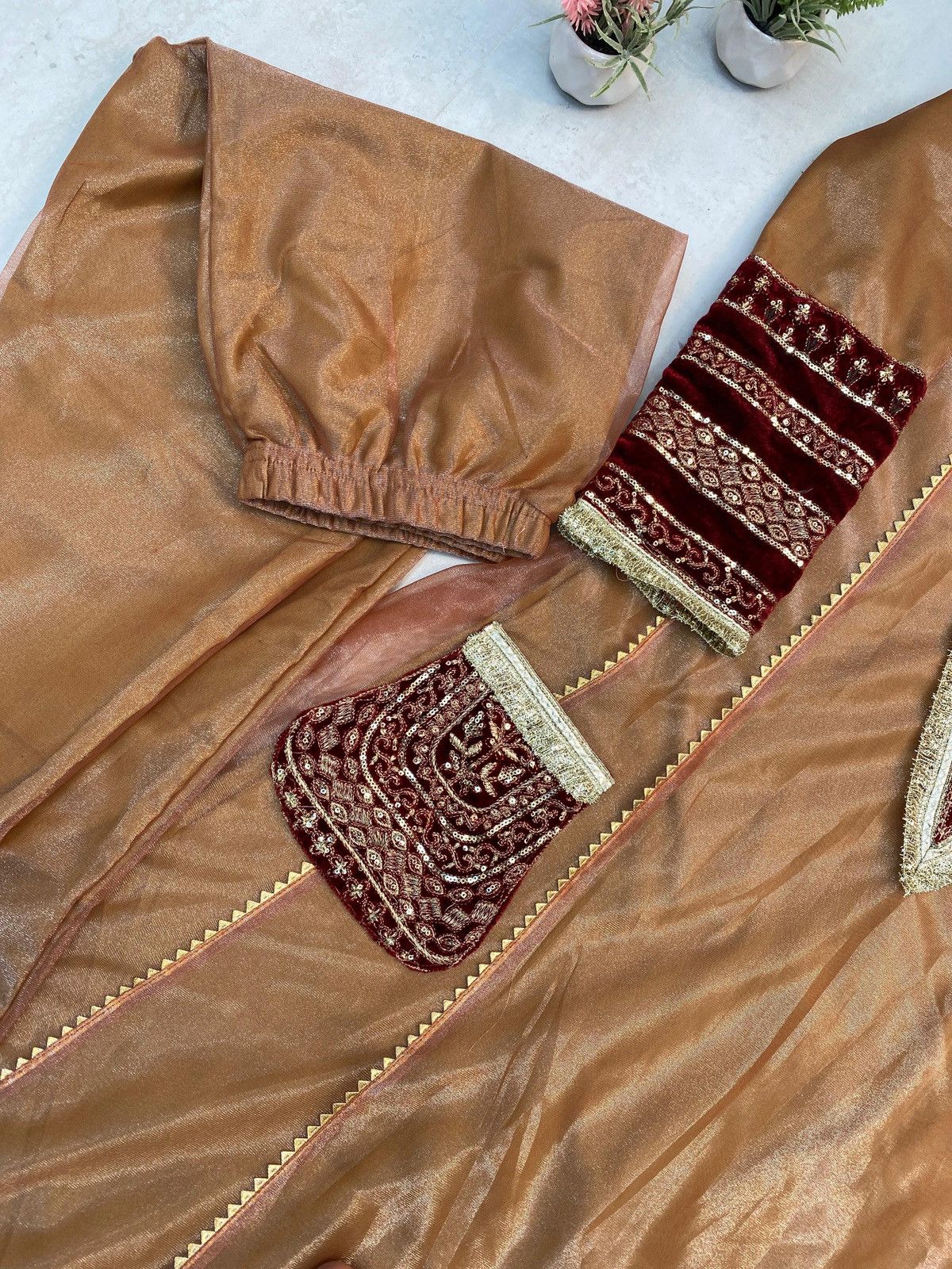 Vintage NEW DESIGNER STYLE FLAILED KALI SUIT PANT WITH DUPATTA Size ONE SIZE - 13 Thumbnail