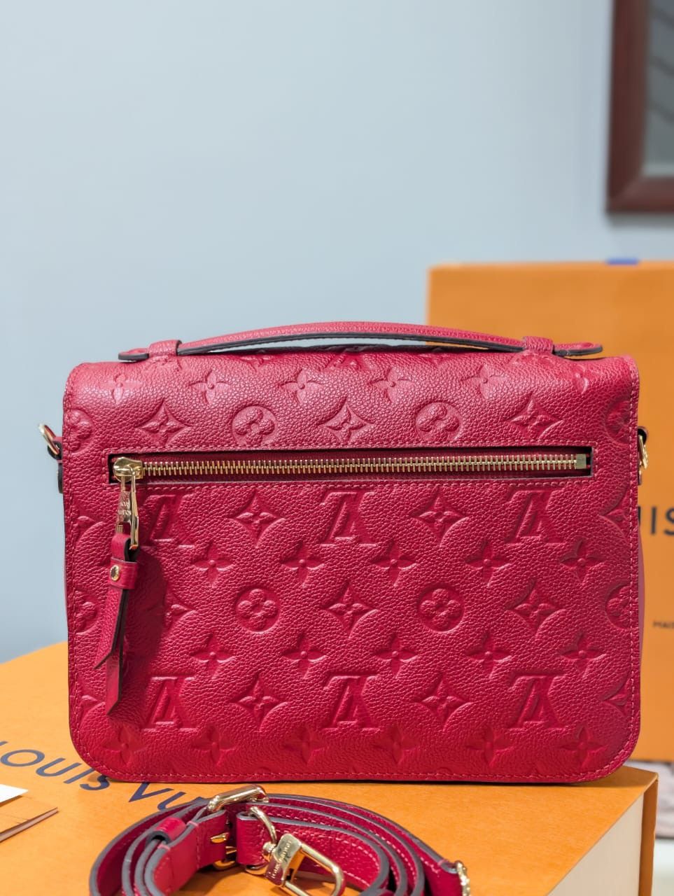 Louis Vuitton Louis Vuitton Red Monogram Empreinte Pochette Metis Size ONE SIZE - 2 Thumbnail