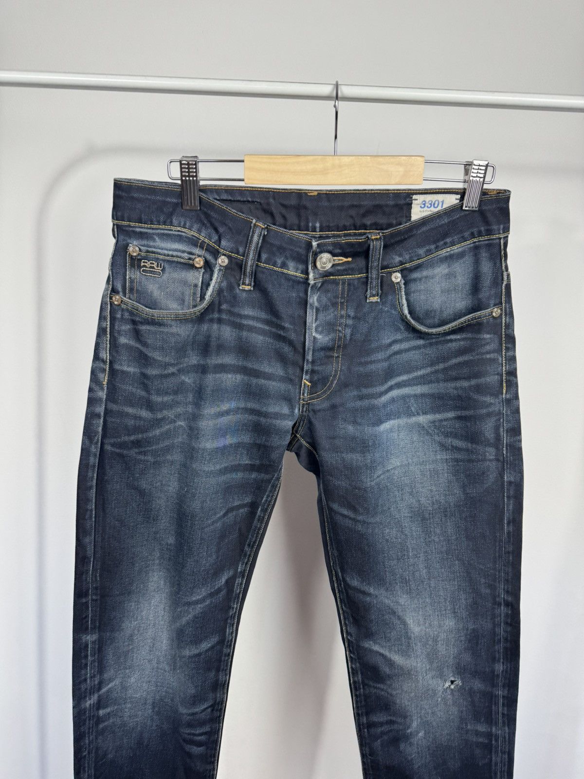 G-Star G Star Raw 3301 Low Tapered Jeans W30 L32 Denim Pants Men Size US 30 / EU 46 - 9 Thumbnail