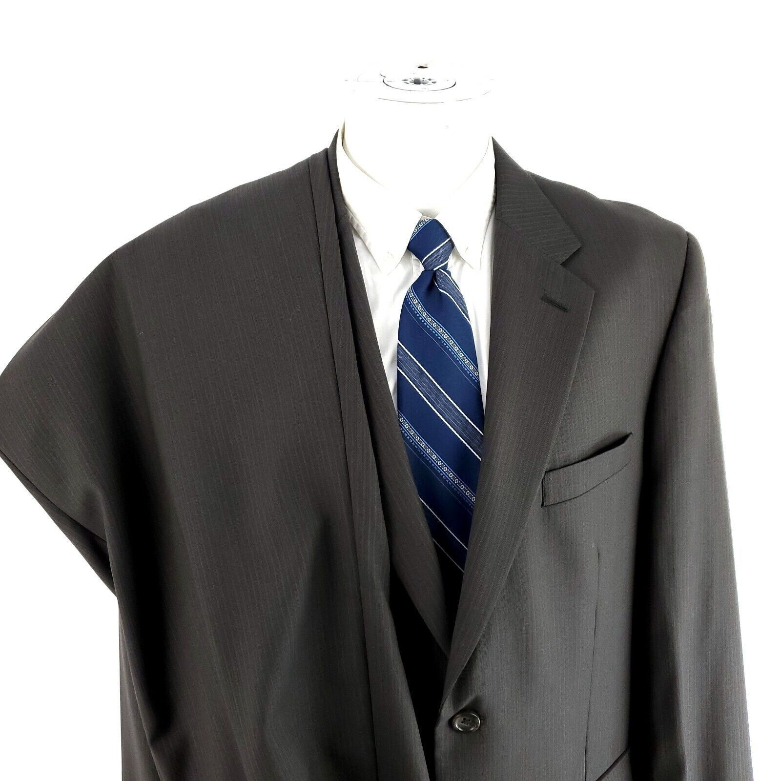 Pronto Uomo Pronto Uomo Wool 2 Button 2 Piece Suit 42R Green Striped Bir Size 42R - 1 Thumbnail