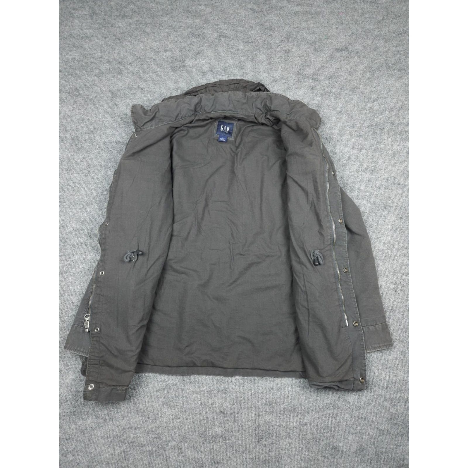 Gap Gap Jacket Mens Large Gray Chore Hooded Canvas Heavy Cotton Pockets Full Zip Hood Military Army Outdoor Jacket Mens Size US L / EU 52-54 / 3 - 2 Thumbnail