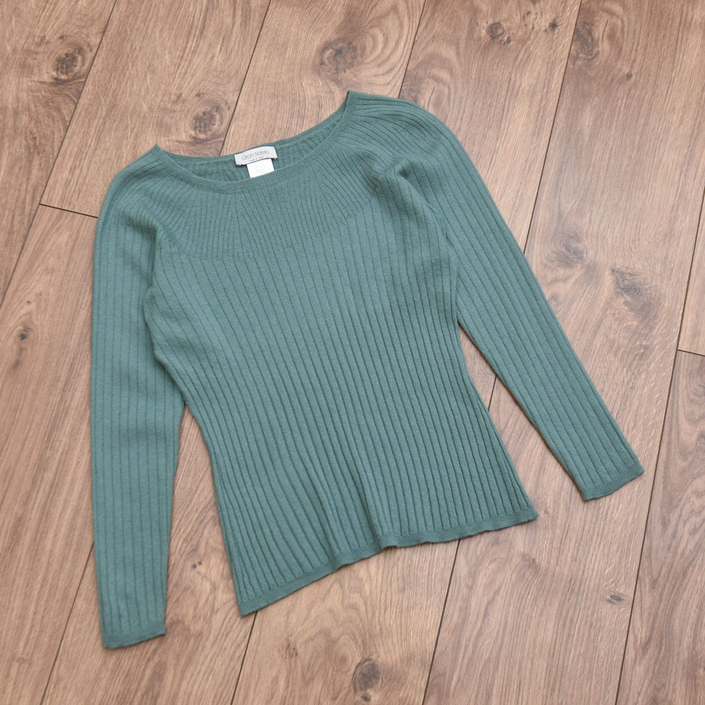 Gran Sasso Luxury Gran Sasso Green Virgin Wool Sweater Ribbed Knit Size M / US 6-8 / IT 42-44 - 5 Thumbnail