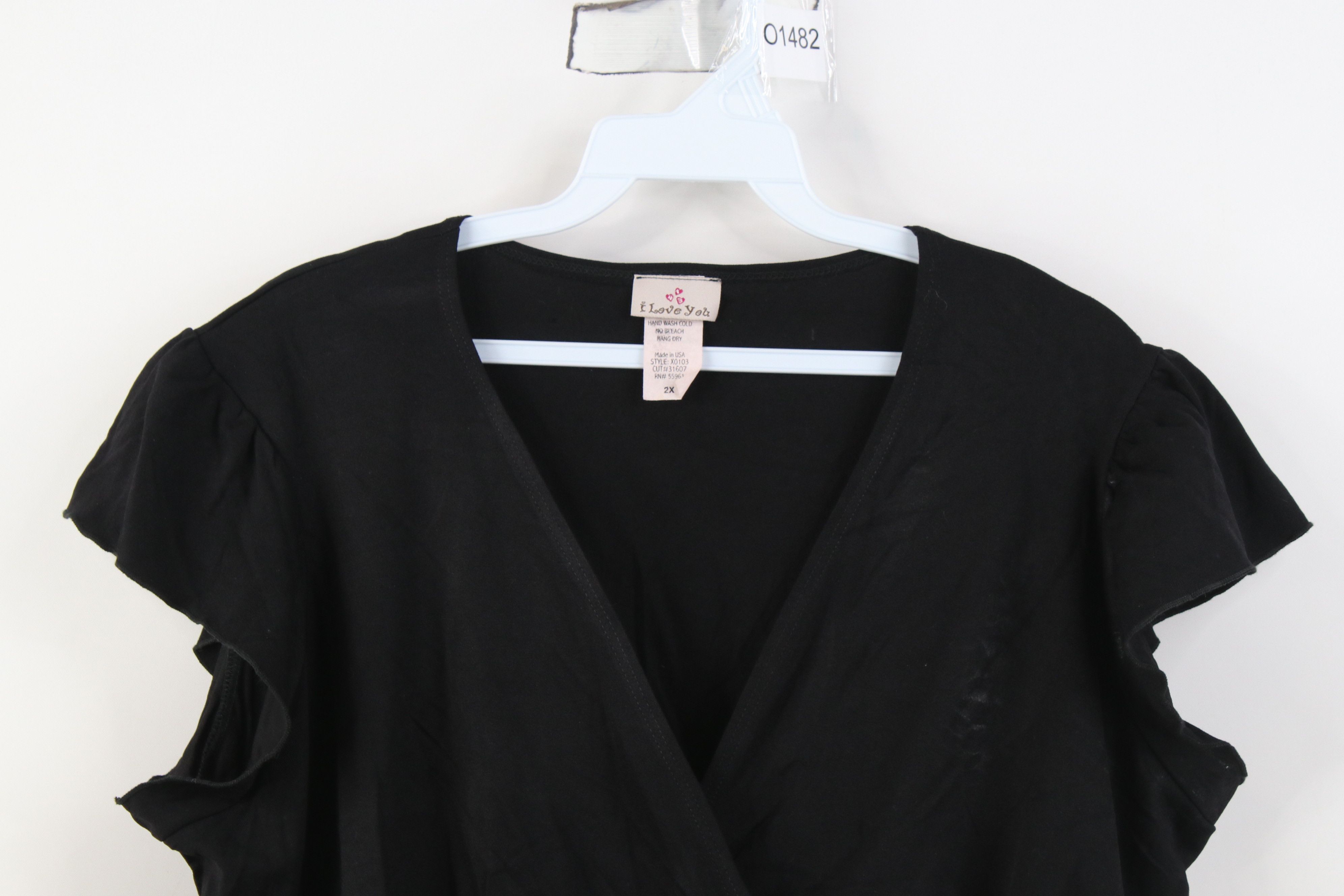 Vintage Vintage 90s Y2K Babydoll Fairy V-Neck Shirt Top Black USA Size XXL / US 16-18 / IT 52-54 - 2 Thumbnail